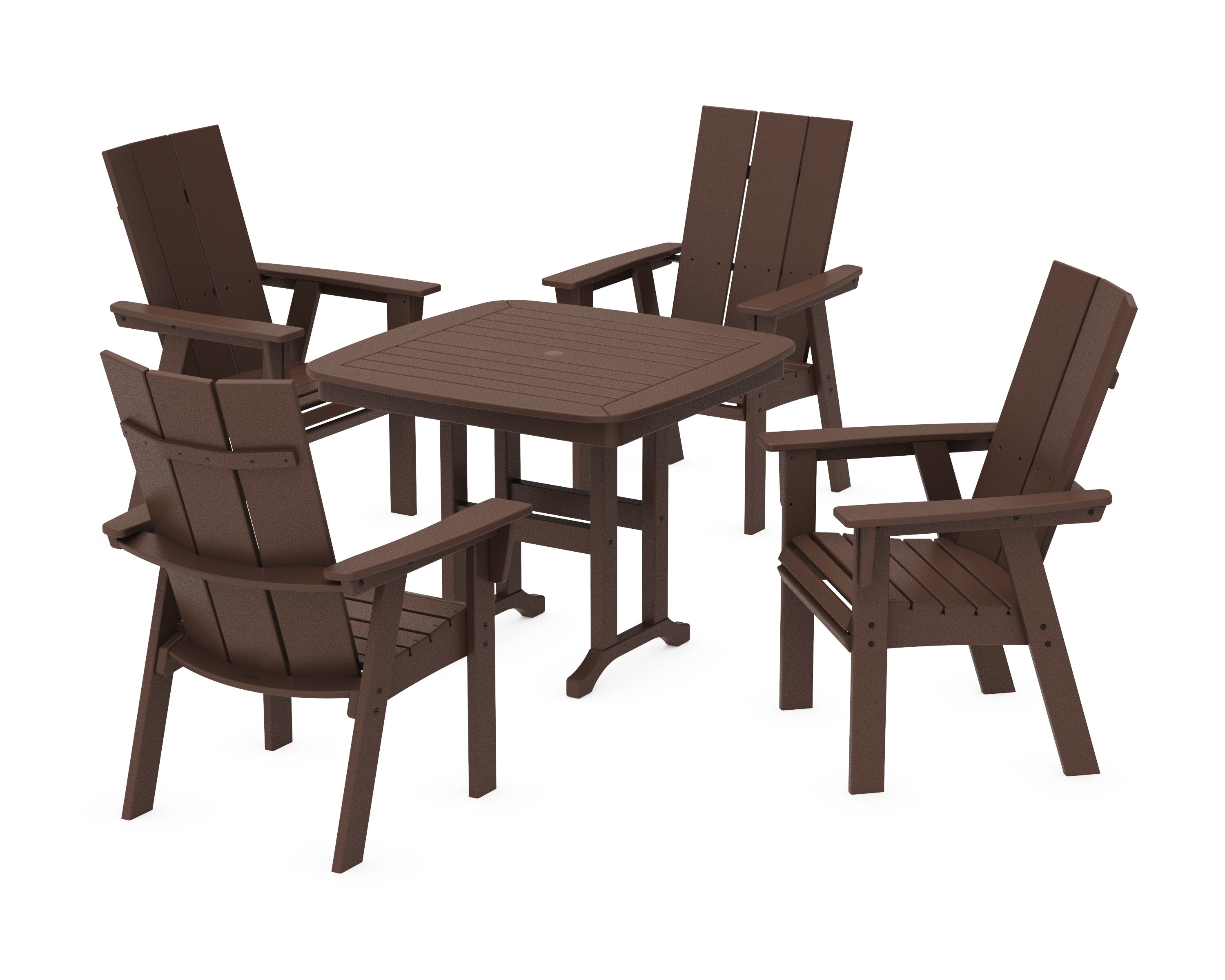 Modern Curveback Adirondack 5-Piece Dining Set in Mahogany