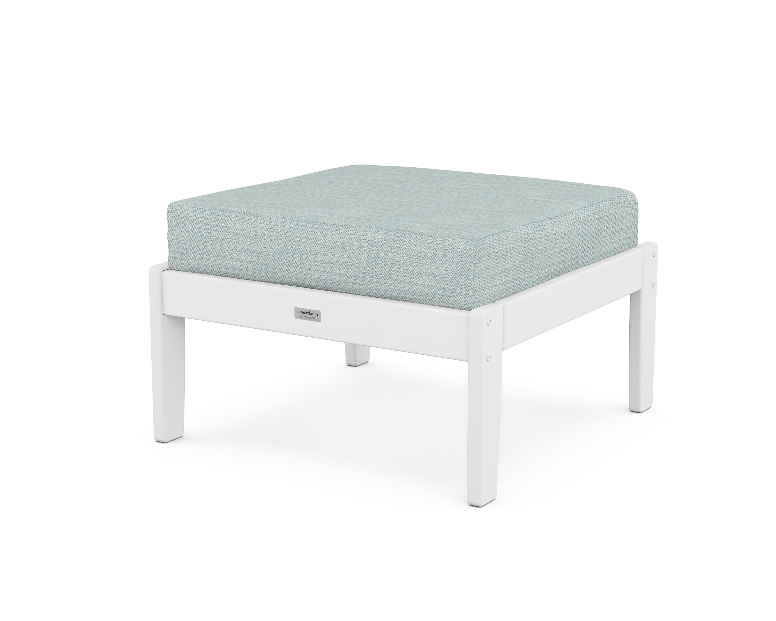Cottage Deep Seating Ottoman in White / Soothe Mist