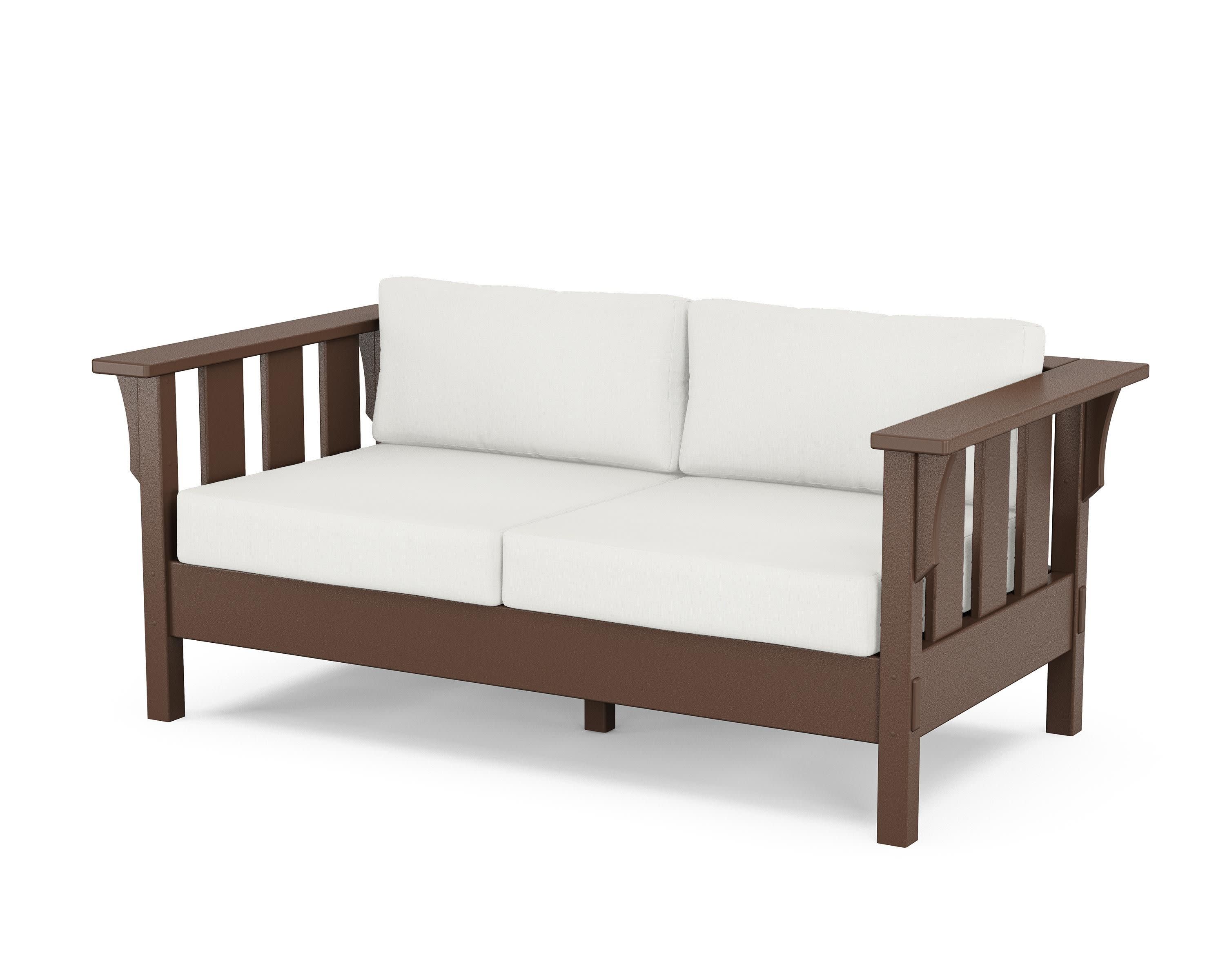 Acadia Deep Seating Loveseat in Mahogany / Natural Linen