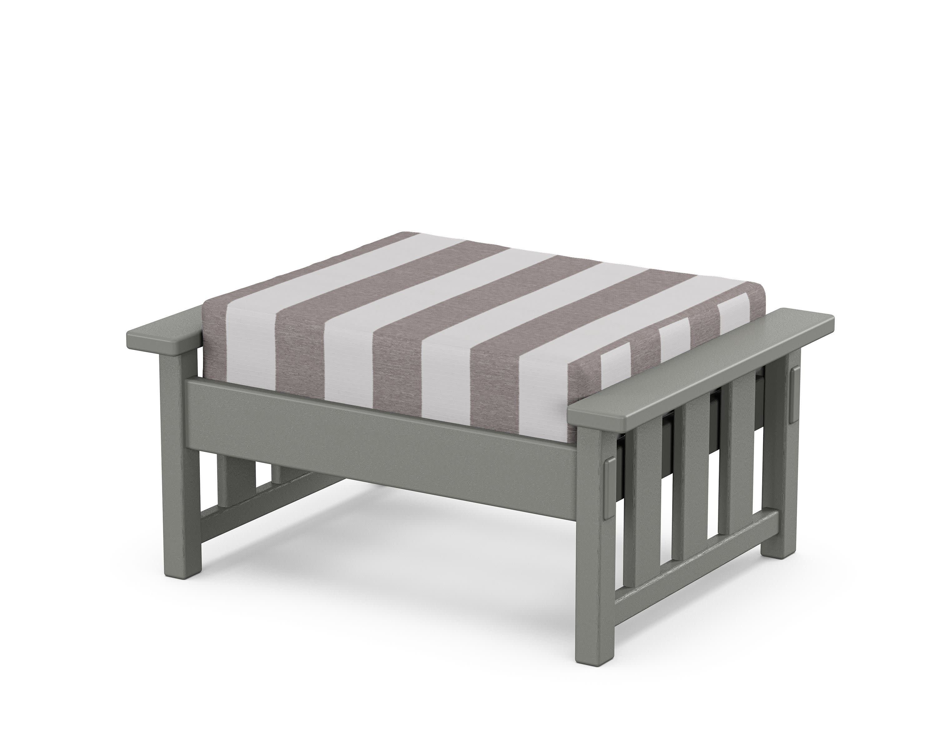 Acadia Deep Seating Ottoman in Slate Grey / Cabana Stripe Grey Mist