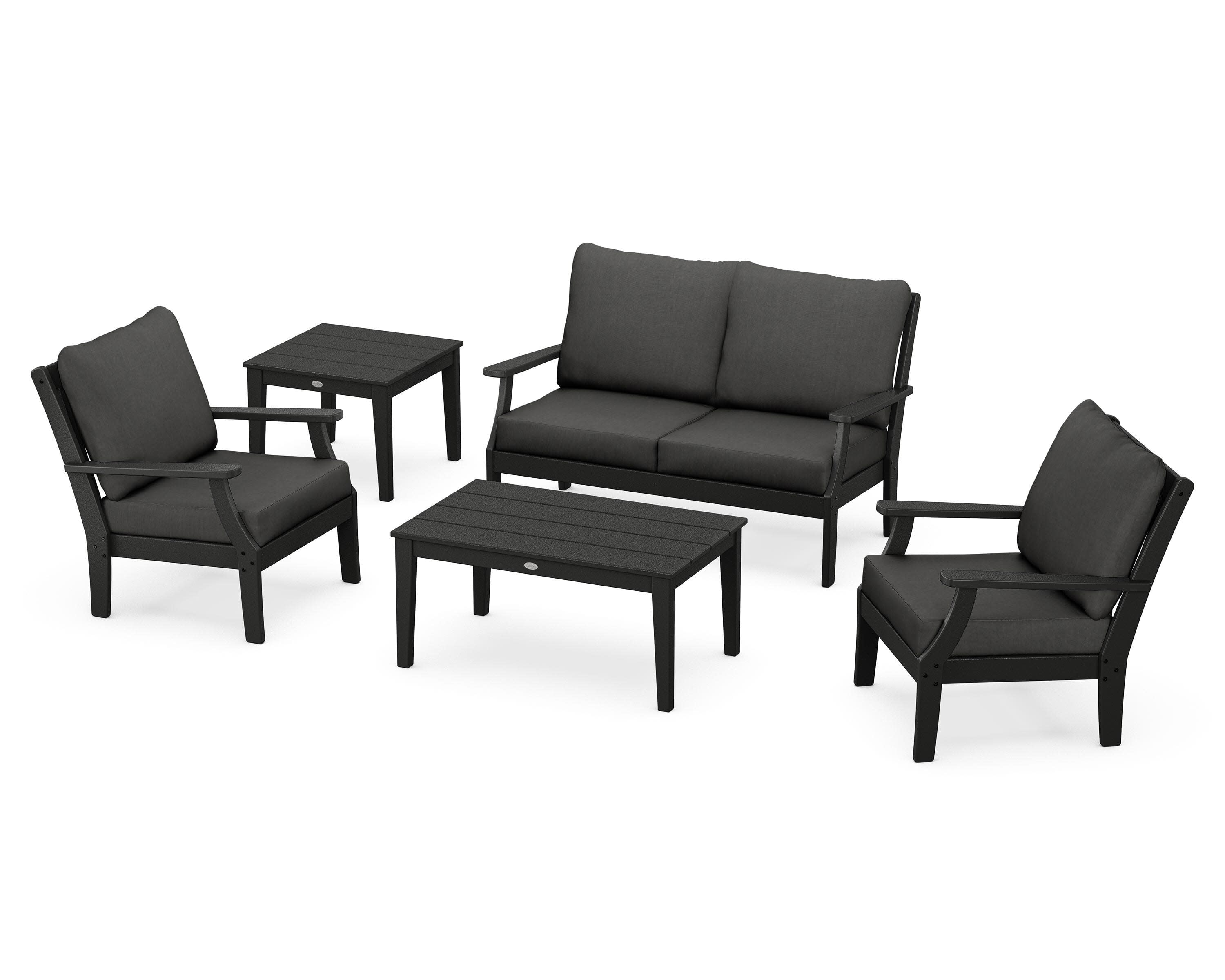 Braxton 5-Piece Deep Seating Set in Black / Spectrum Carbon