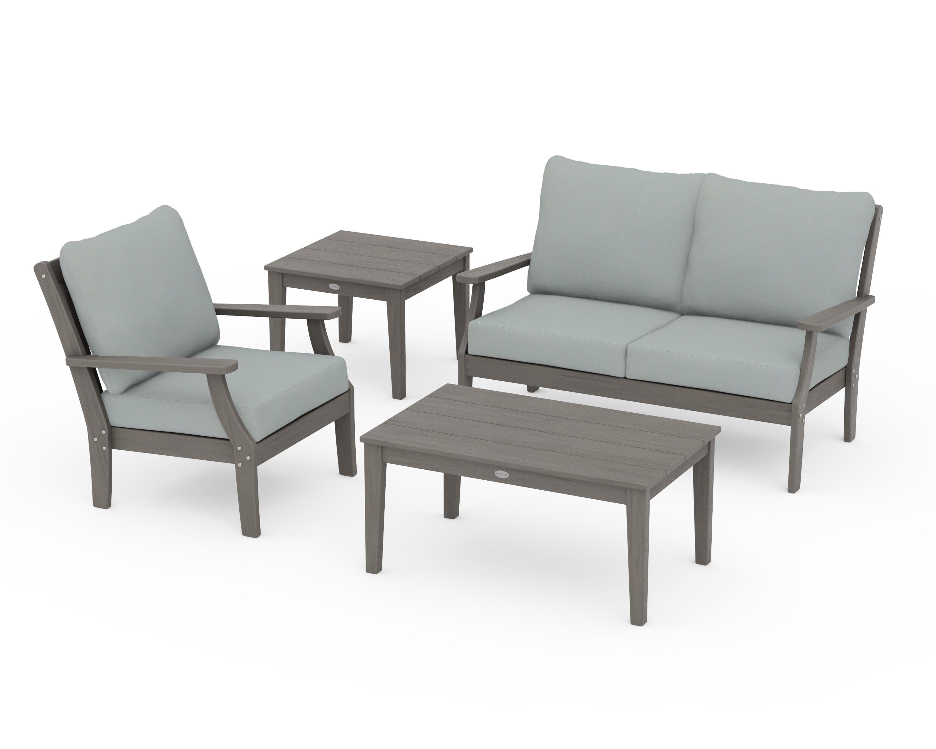Braxton 4-Piece Deep Seating Set in Driftwood / Spa