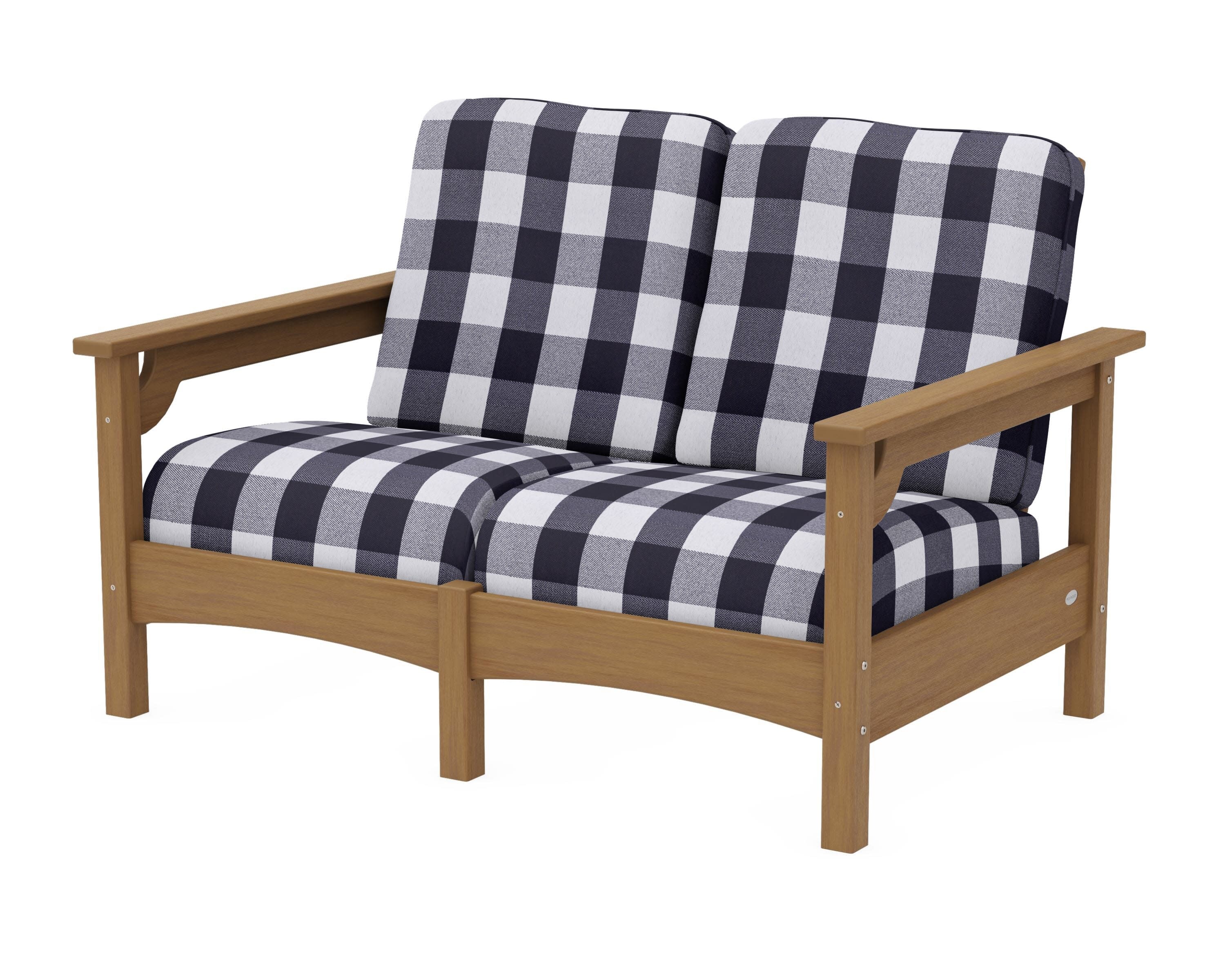 Club Loveseat in Natural / Buffalo Plaid Navy