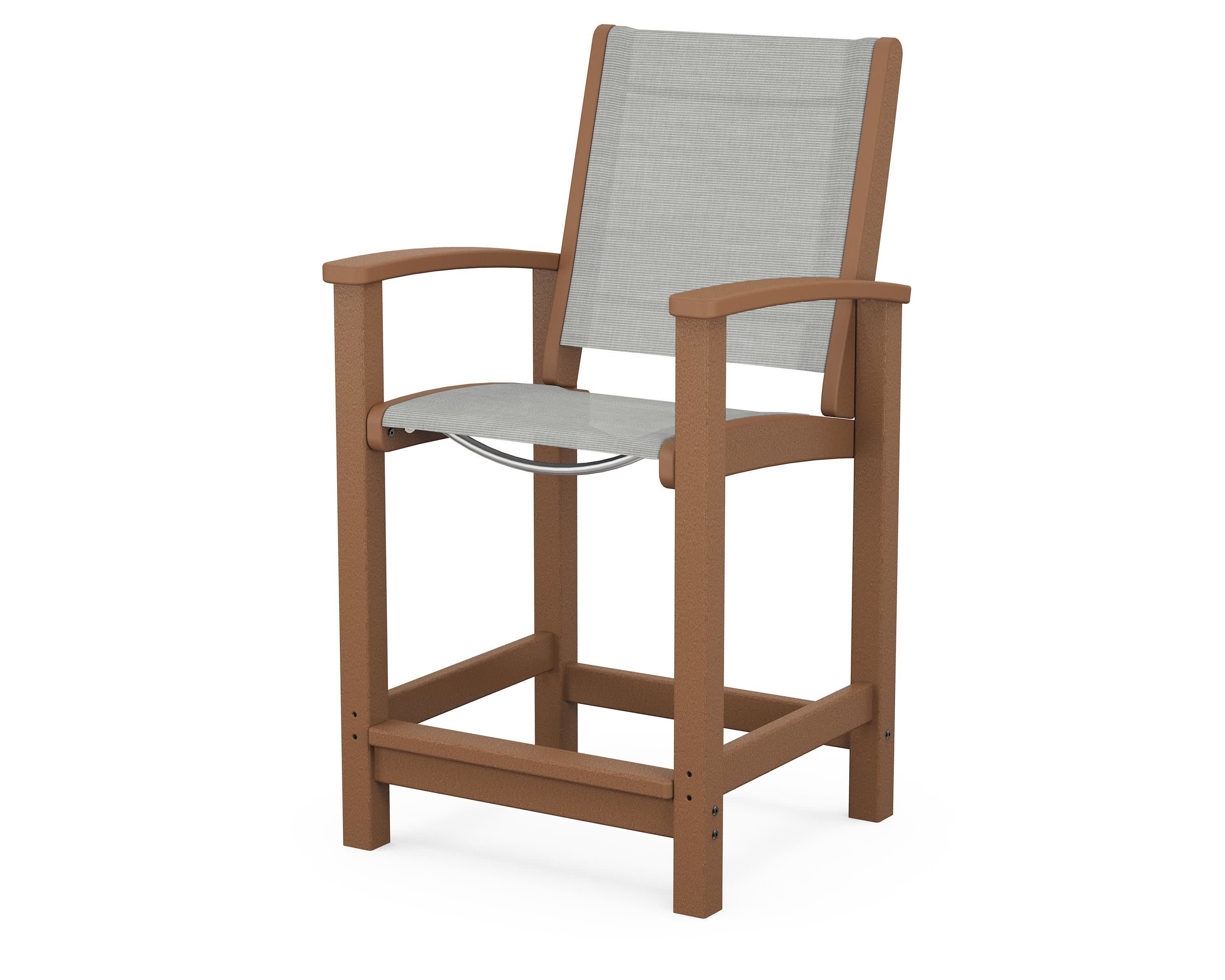 Coastal Counter Chair in Teak / Metallic Sling