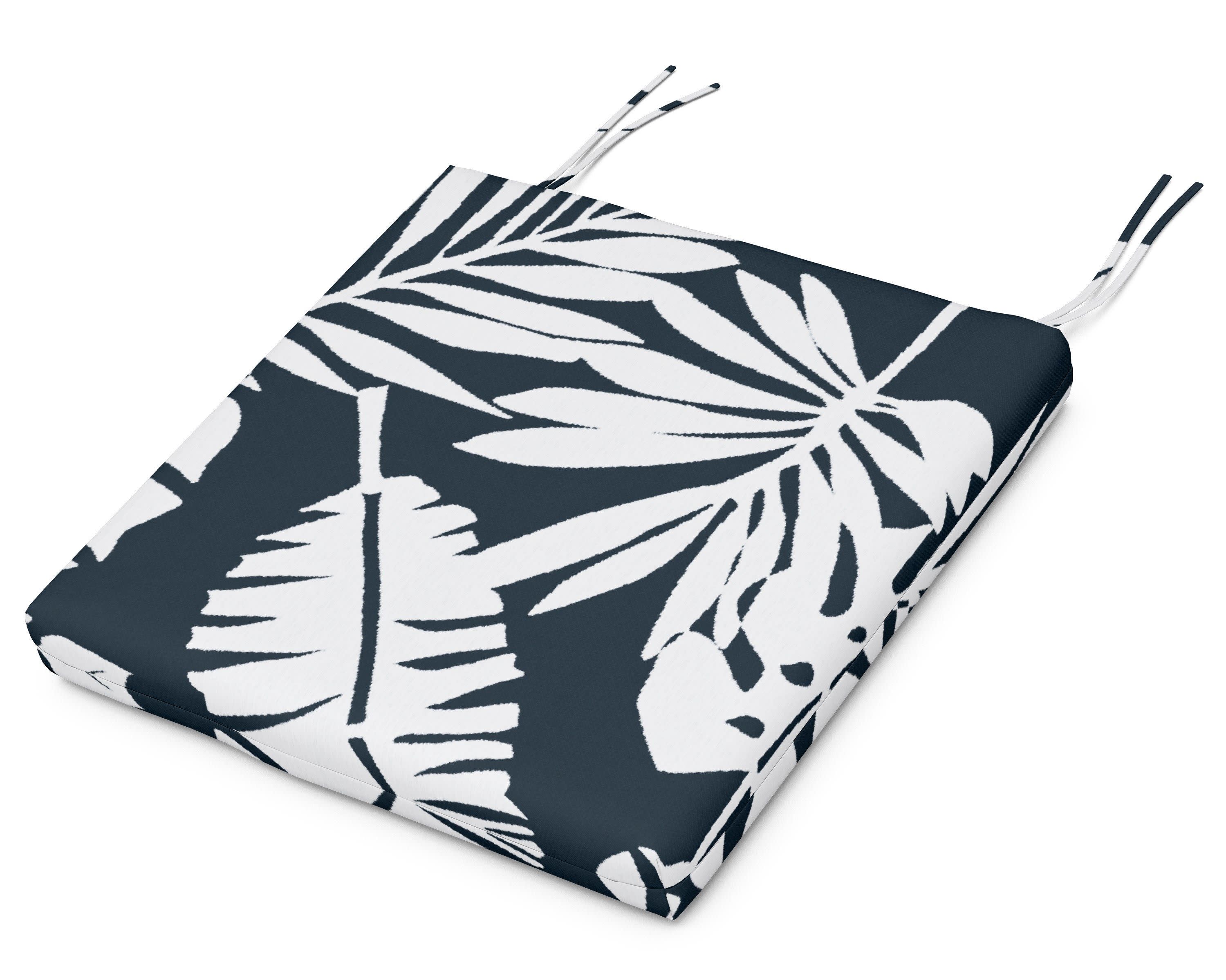 Standard Seat Cushion 17"D x 18.5"W x 2.5"H in Leaf Marine Indigo