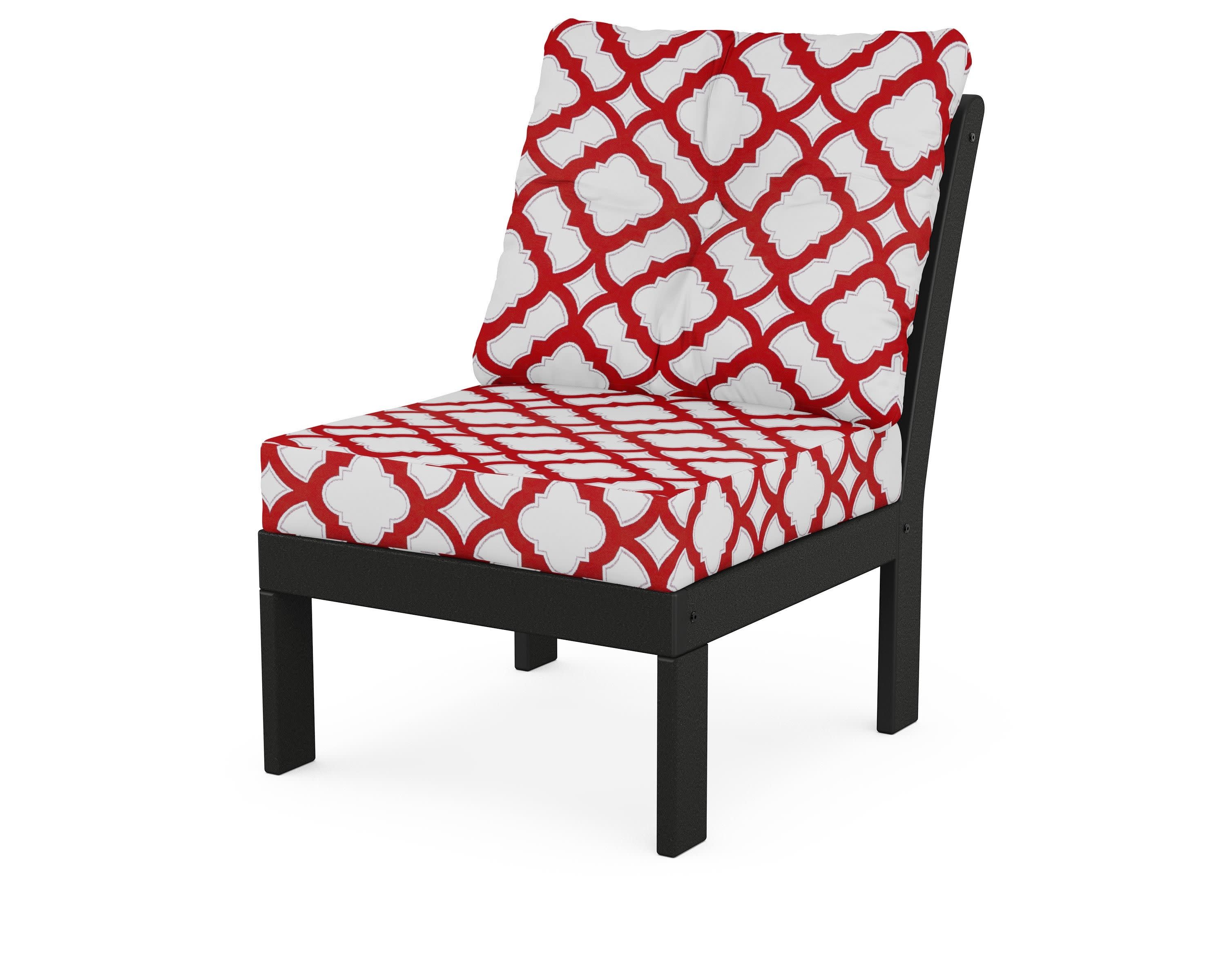 Vineyard Modular Armless Chair in Black / Trellis Crimson