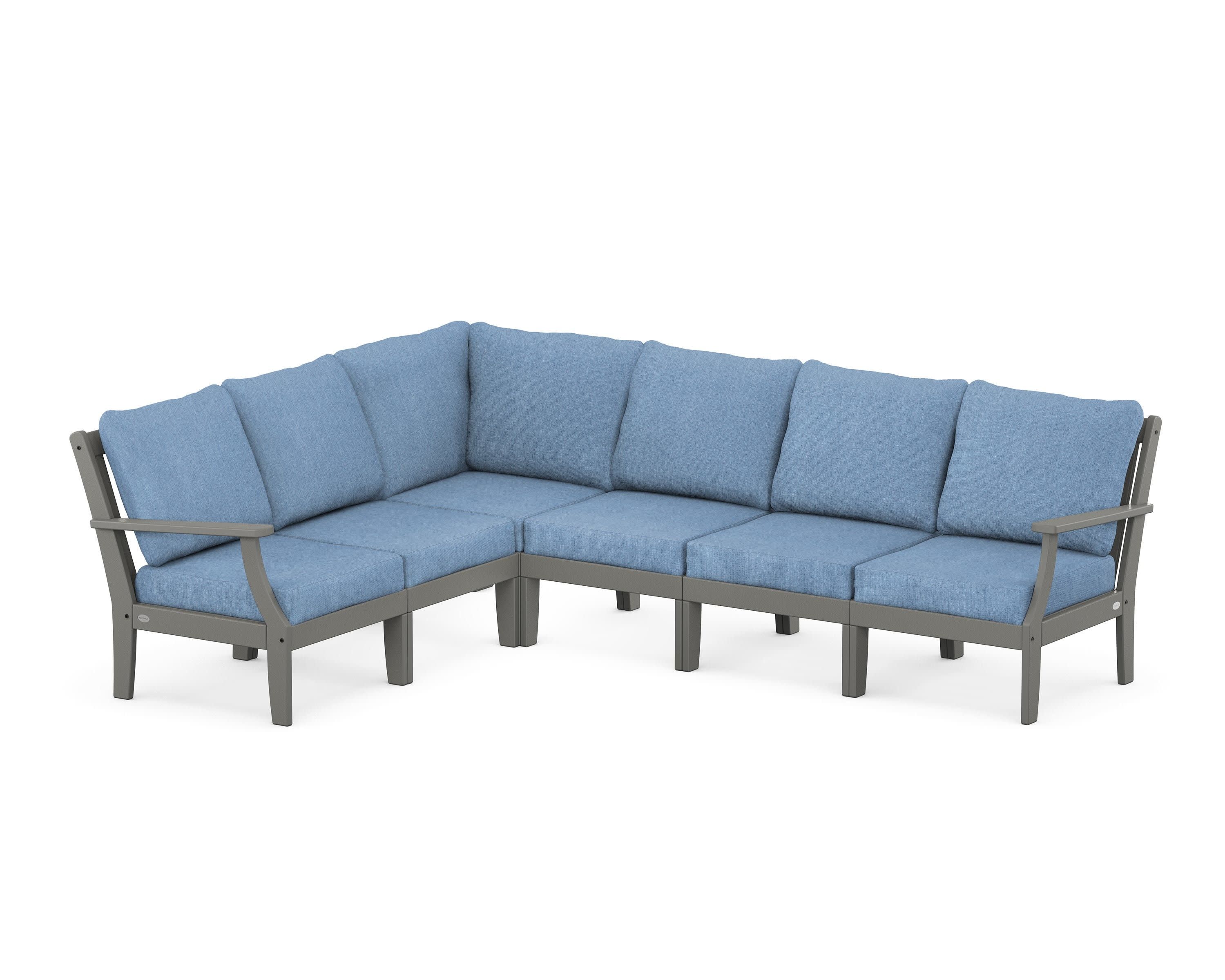 Braxton Modular 6-Piece Deep Seating Set in Slate Grey / Sky Blue