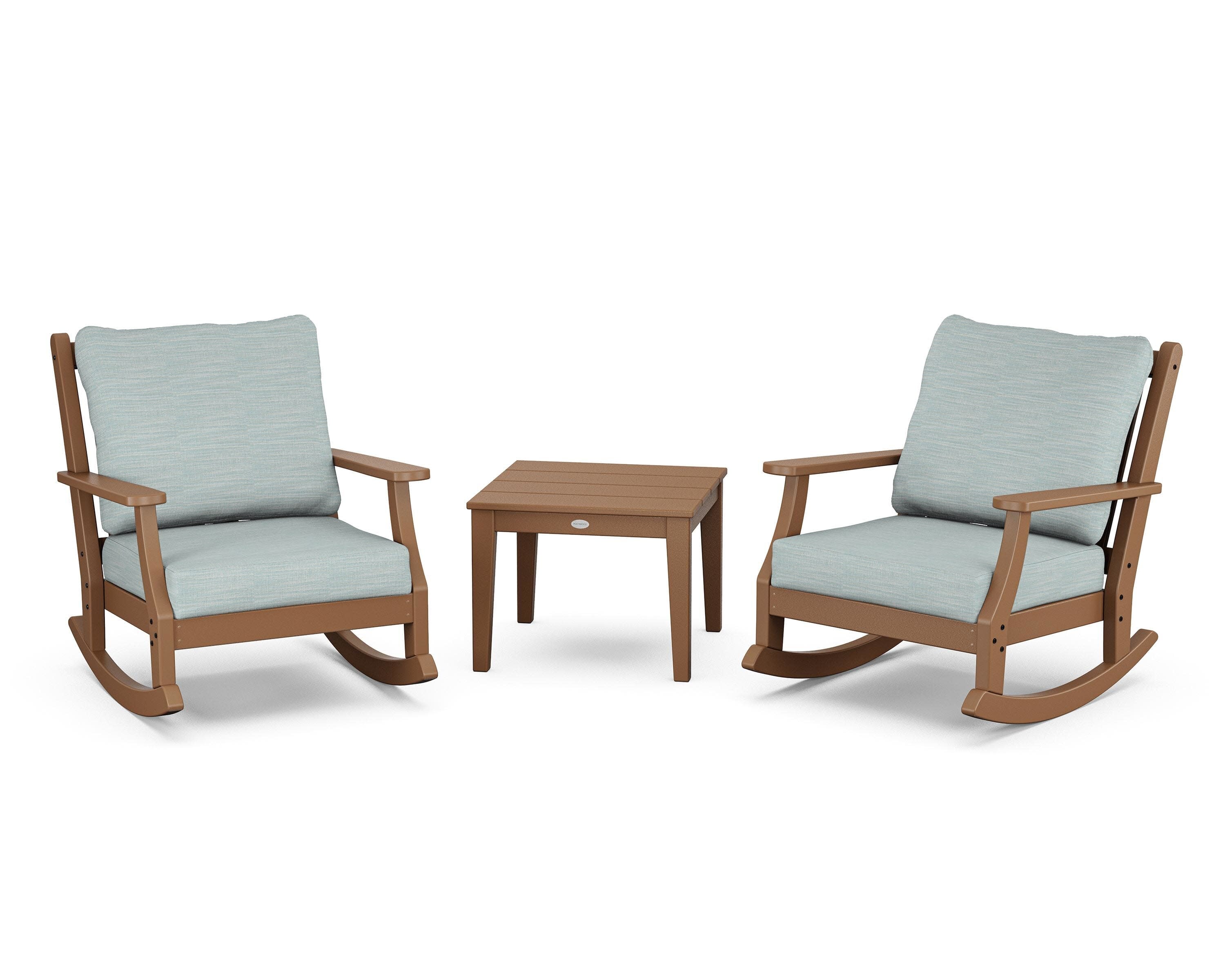 Wovendale 3-Piece Deep Seating Rocker Set in Teak / Soothe Mist