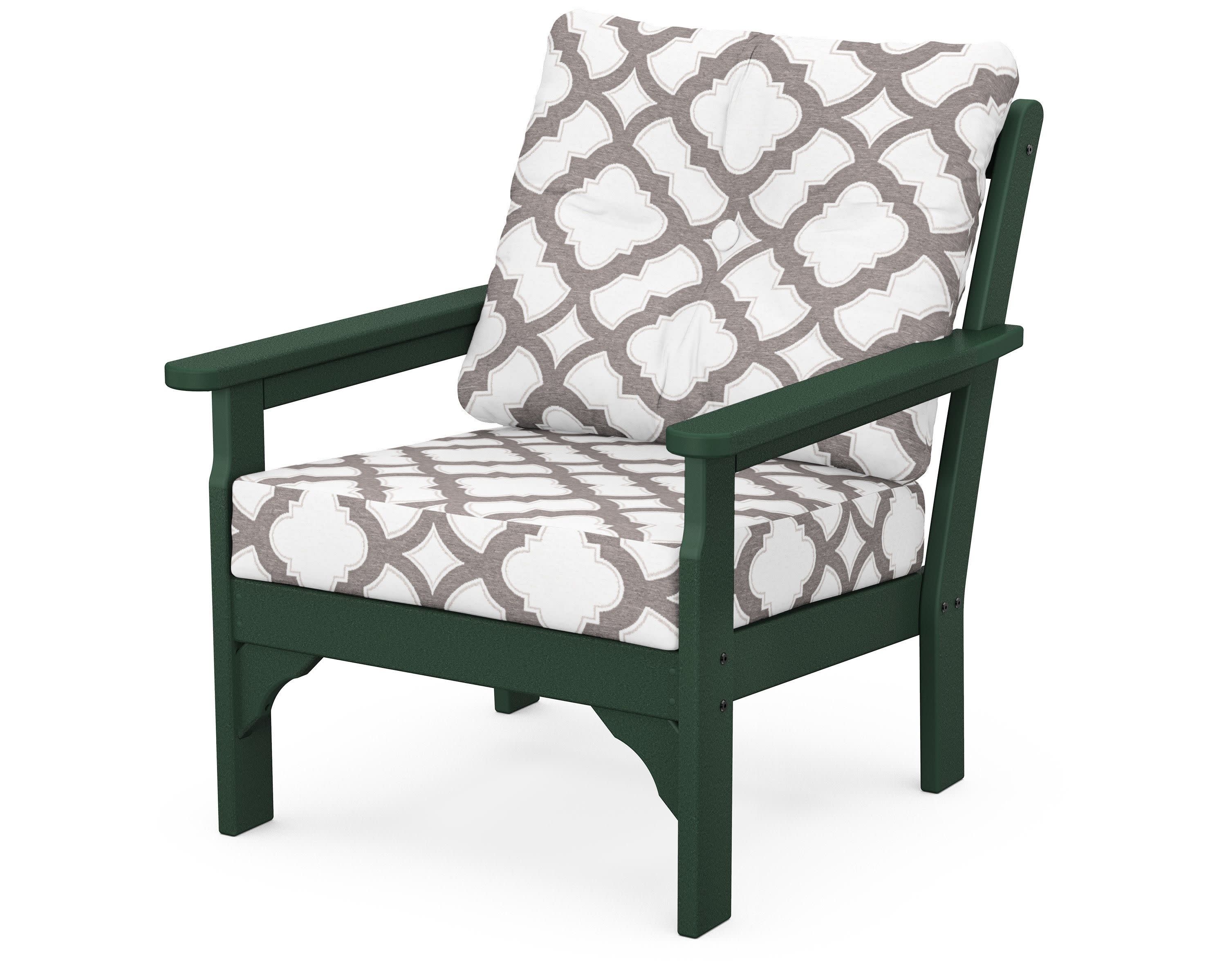 Vineyard Deep Seating Chair in Green / Trellis Grey Mist
