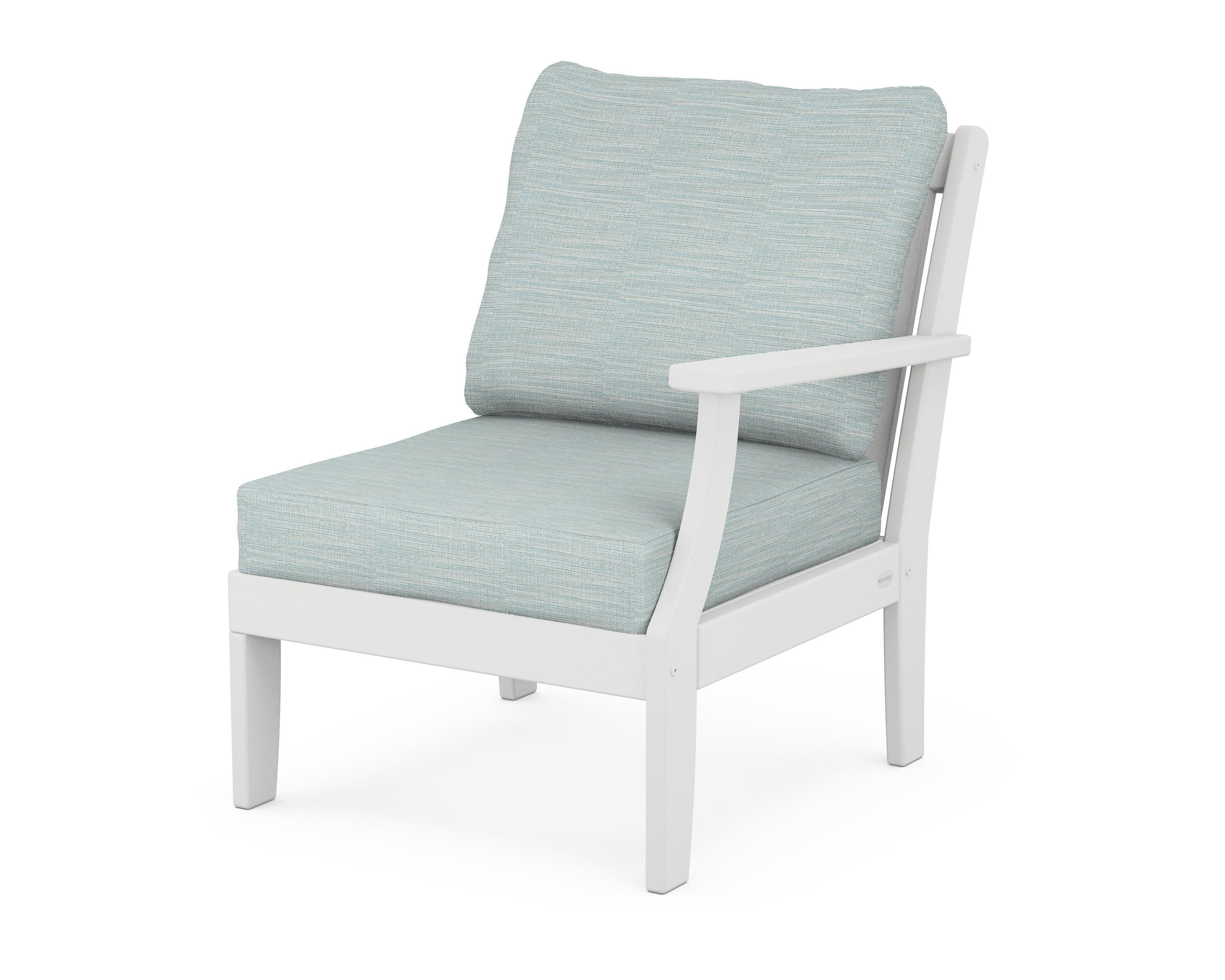 Braxton Modular Right Arm Chair in White / Soothe Mist