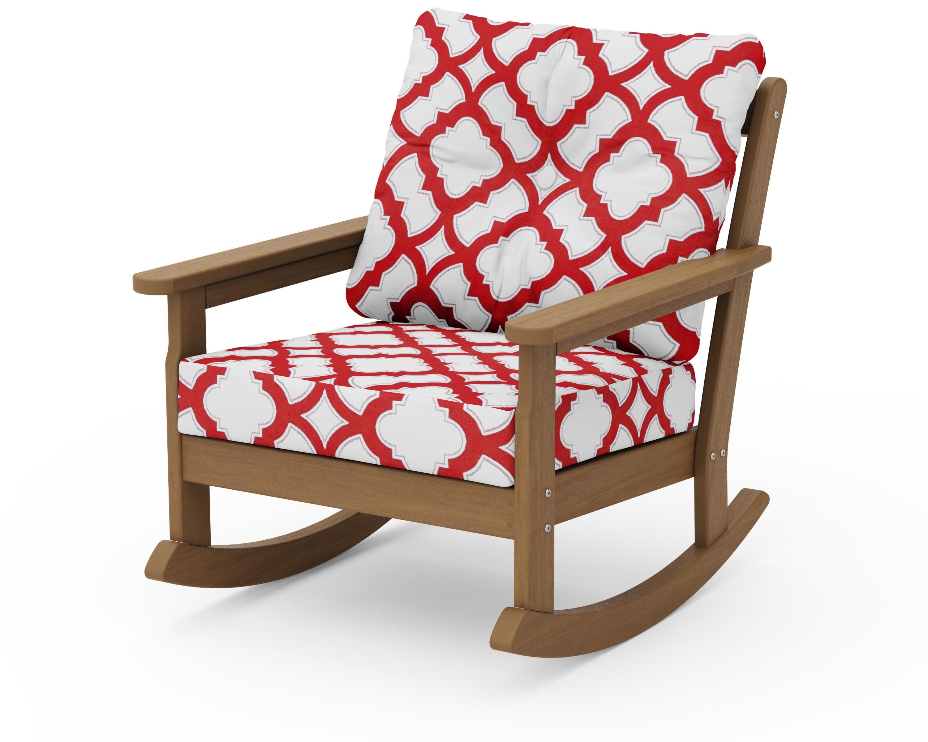 Vineyard Deep Seating Rocking Chair in Natural / Trellis Crimson