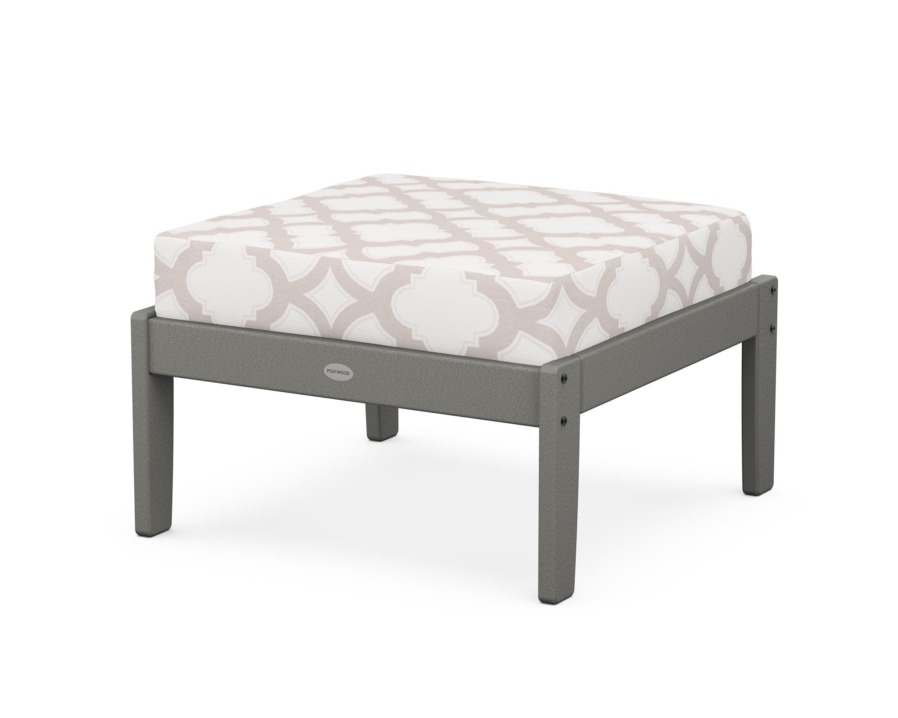 Braxton Deep Seating Ottoman in Slate Grey / Trellis Dune Burlap