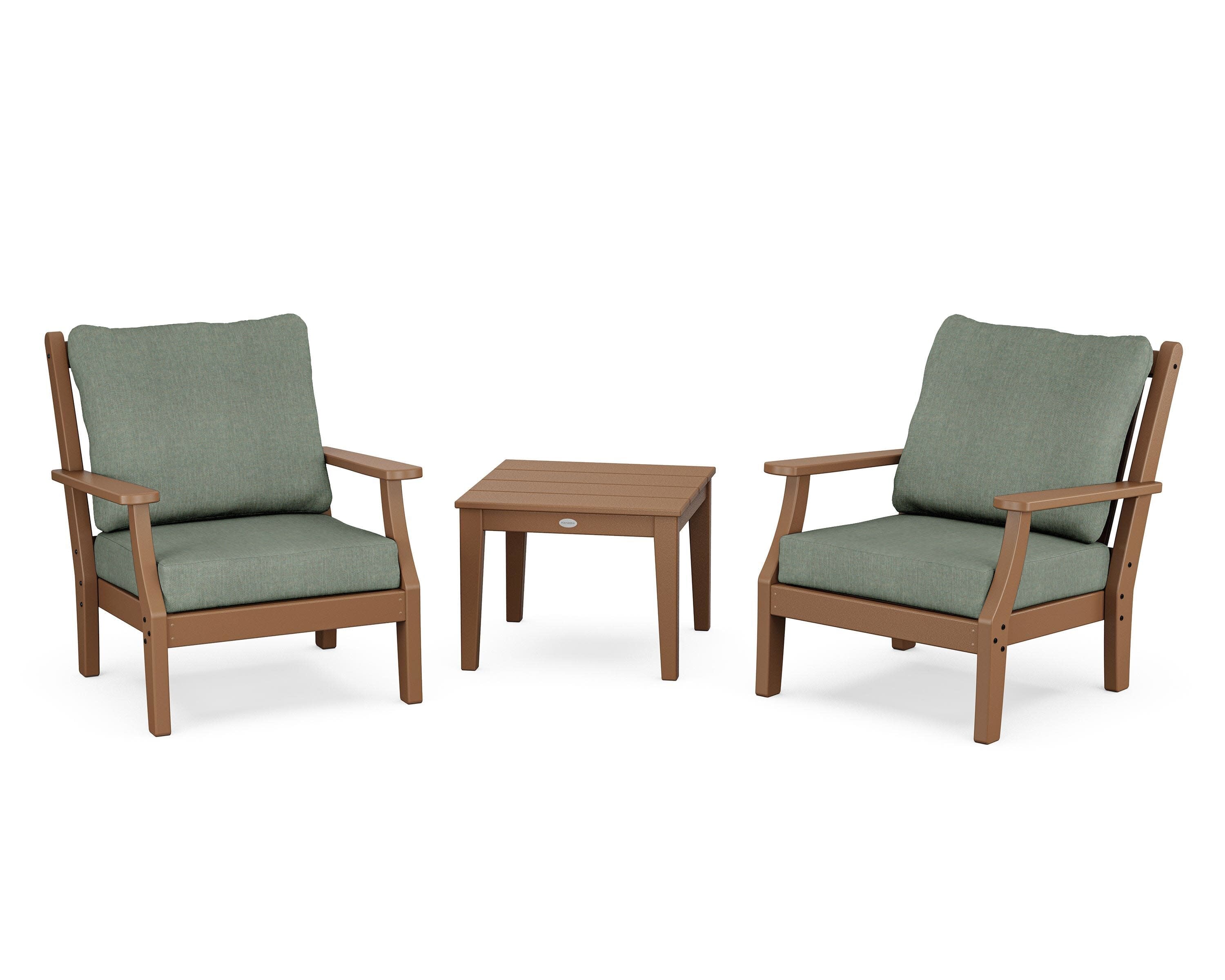 Wovendale 3-Piece Deep Seating Set in Teak / Cast Sage