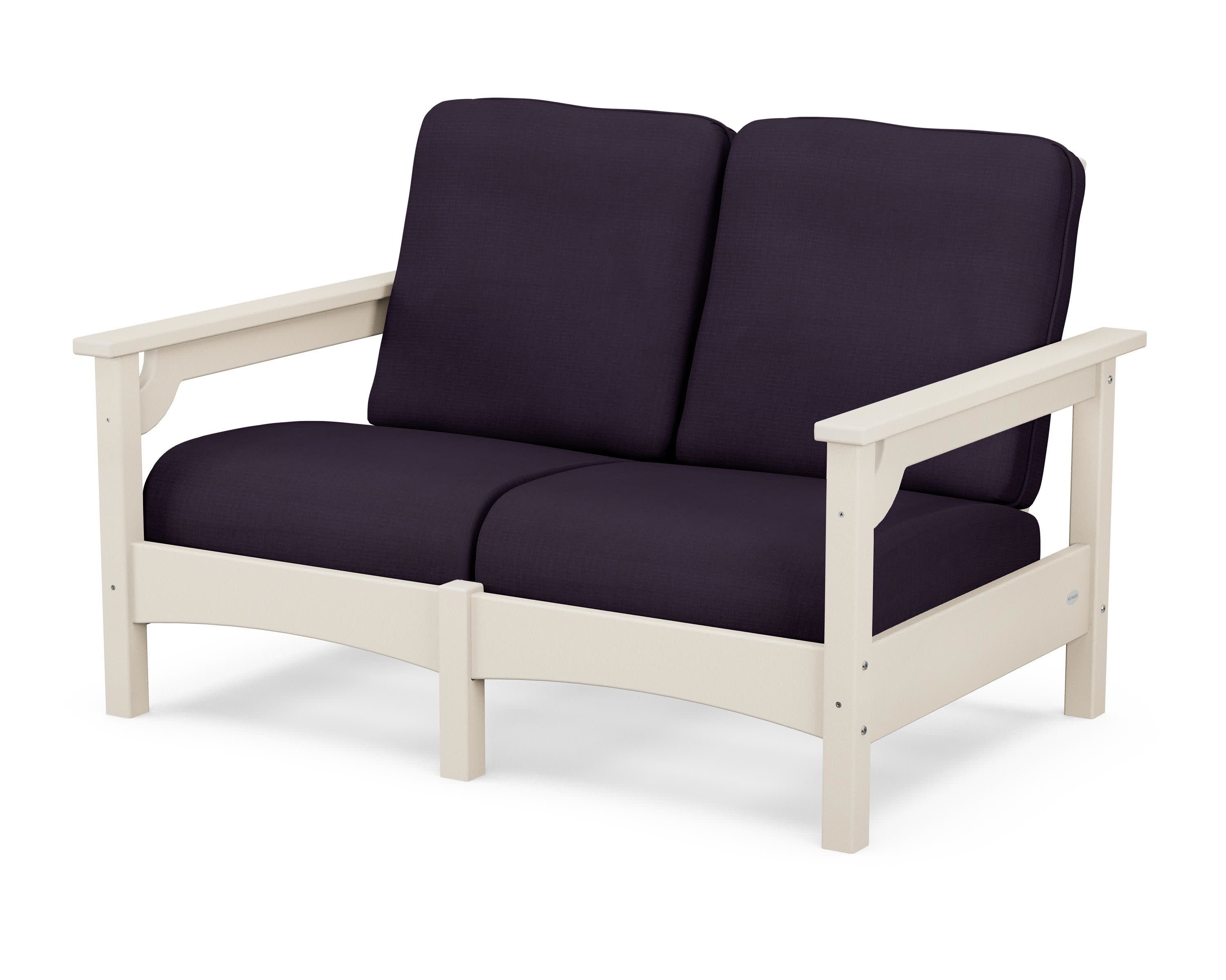 Club Loveseat in Sand / Navy Linen