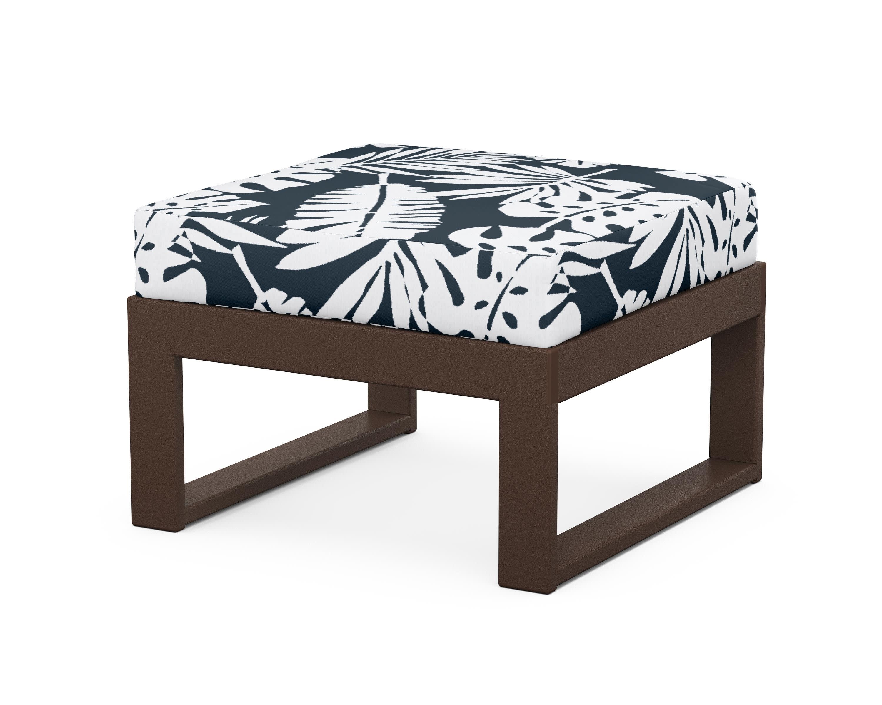 Modular Ottoman - Modern in Mahogany / Leaf Marine Indigo