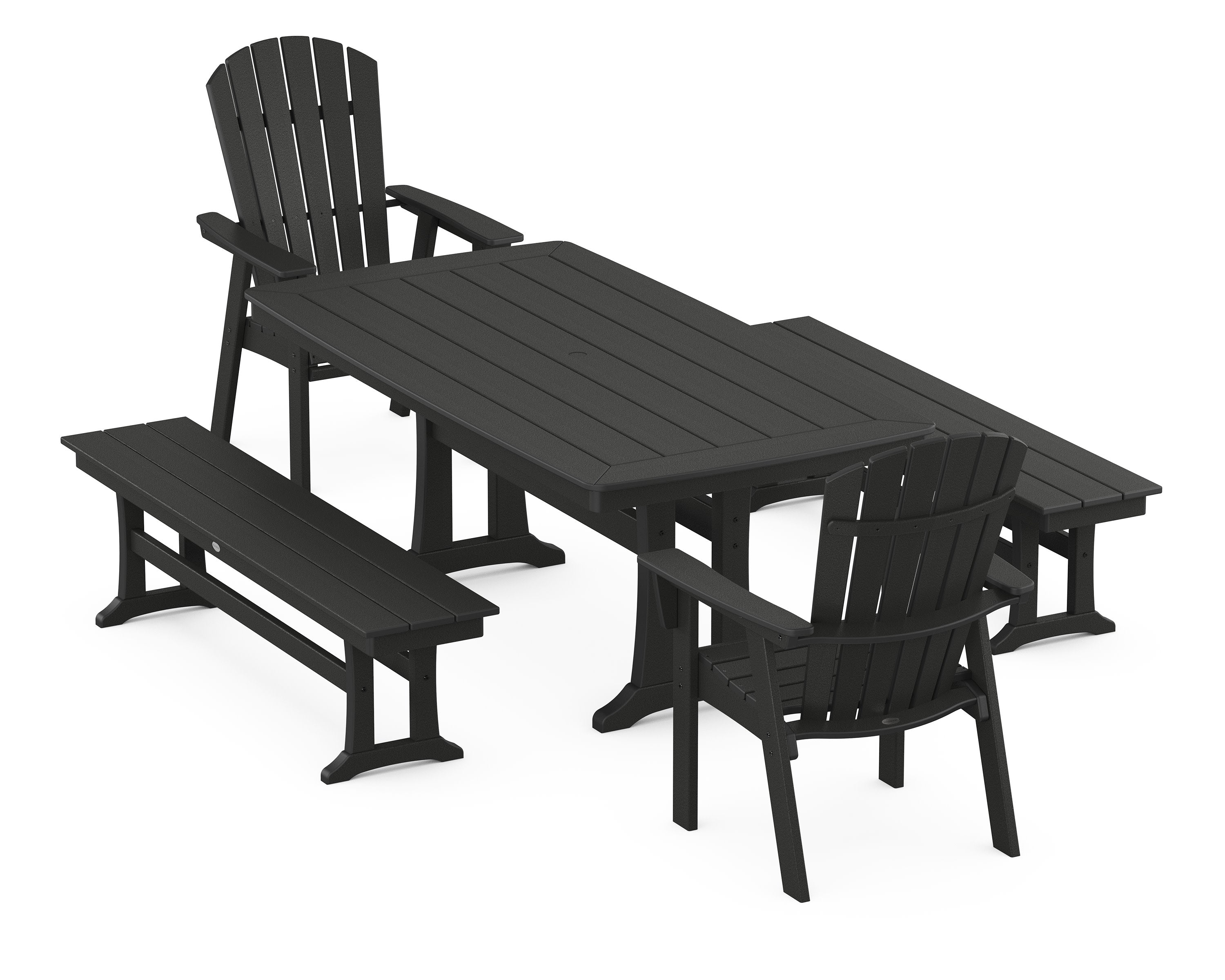 Nautical Adirondack 5-Piece Dining Set with Trestle Legs in Black