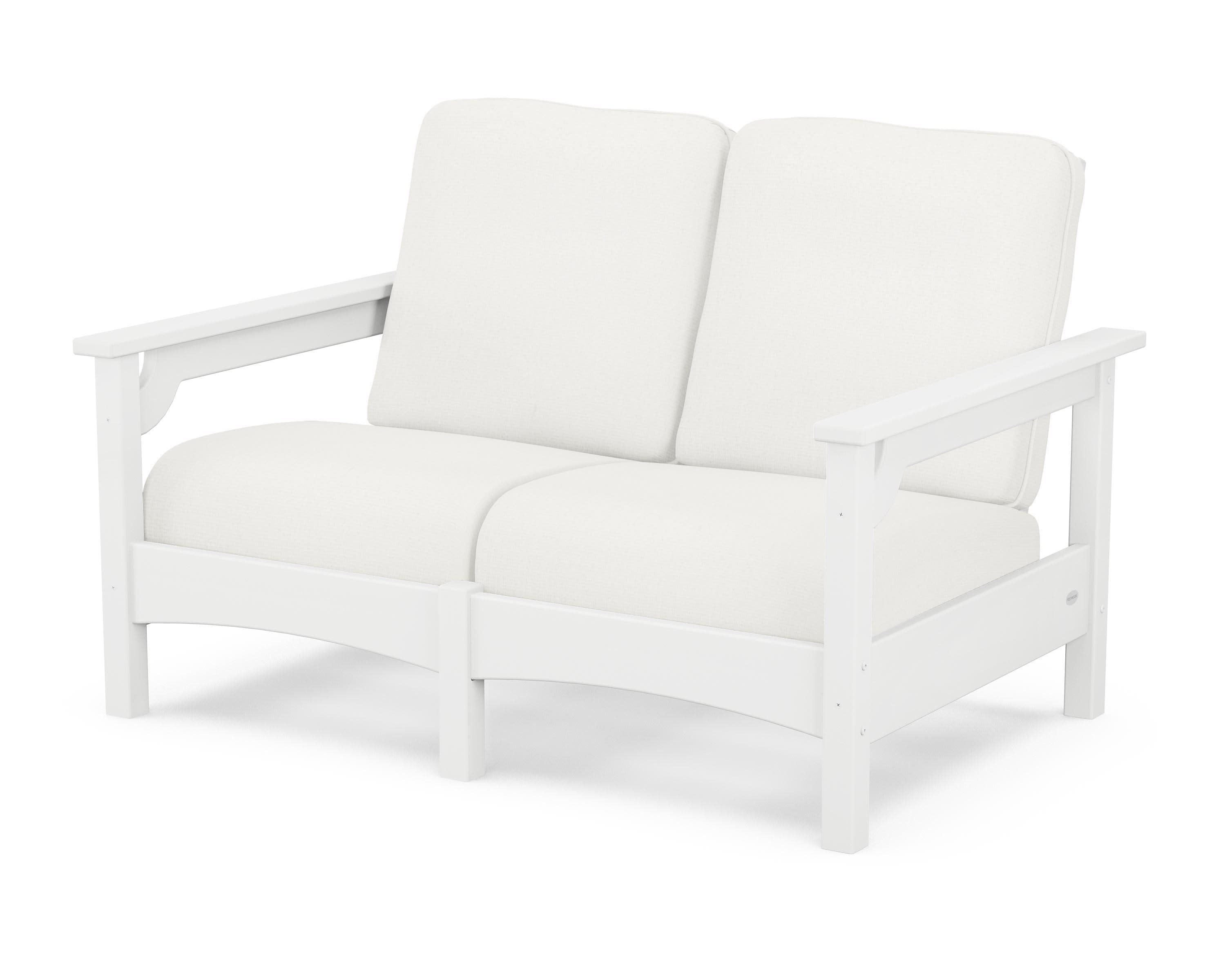Club Loveseat in White / Natural Linen
