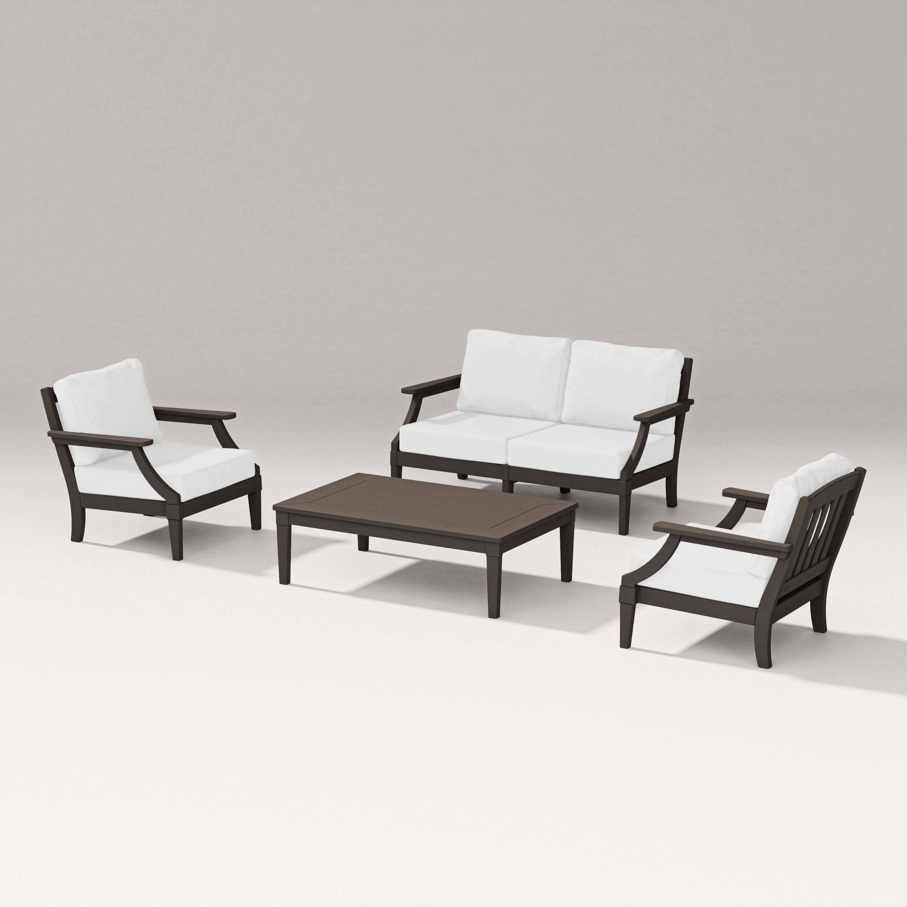 Estate Lounge 4-Piece Loveseat Set in Vintage Coffee / Natural