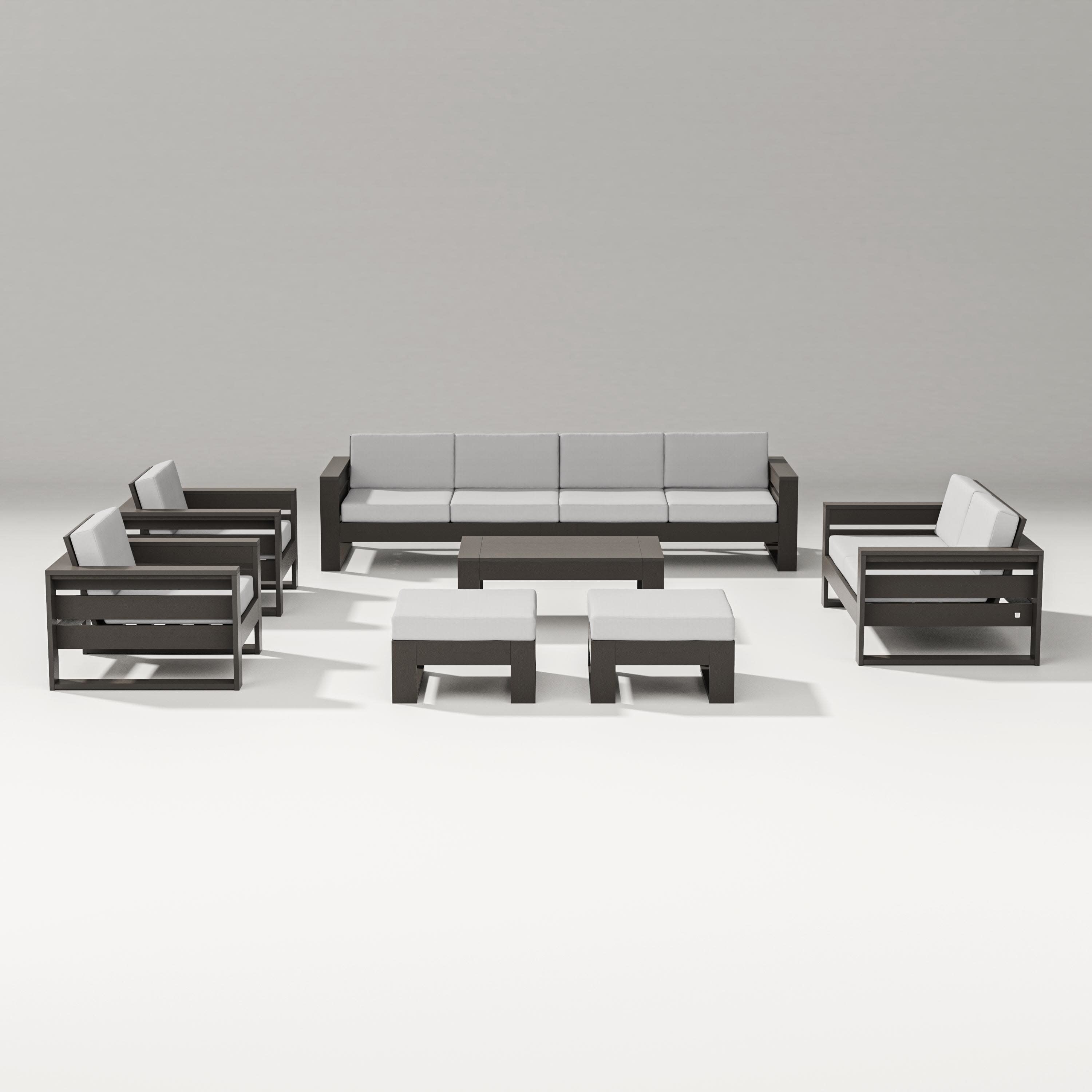 Latitude 8-Piece Lounge Sofa Set in Vintage Coffee / Diamond in the Rough