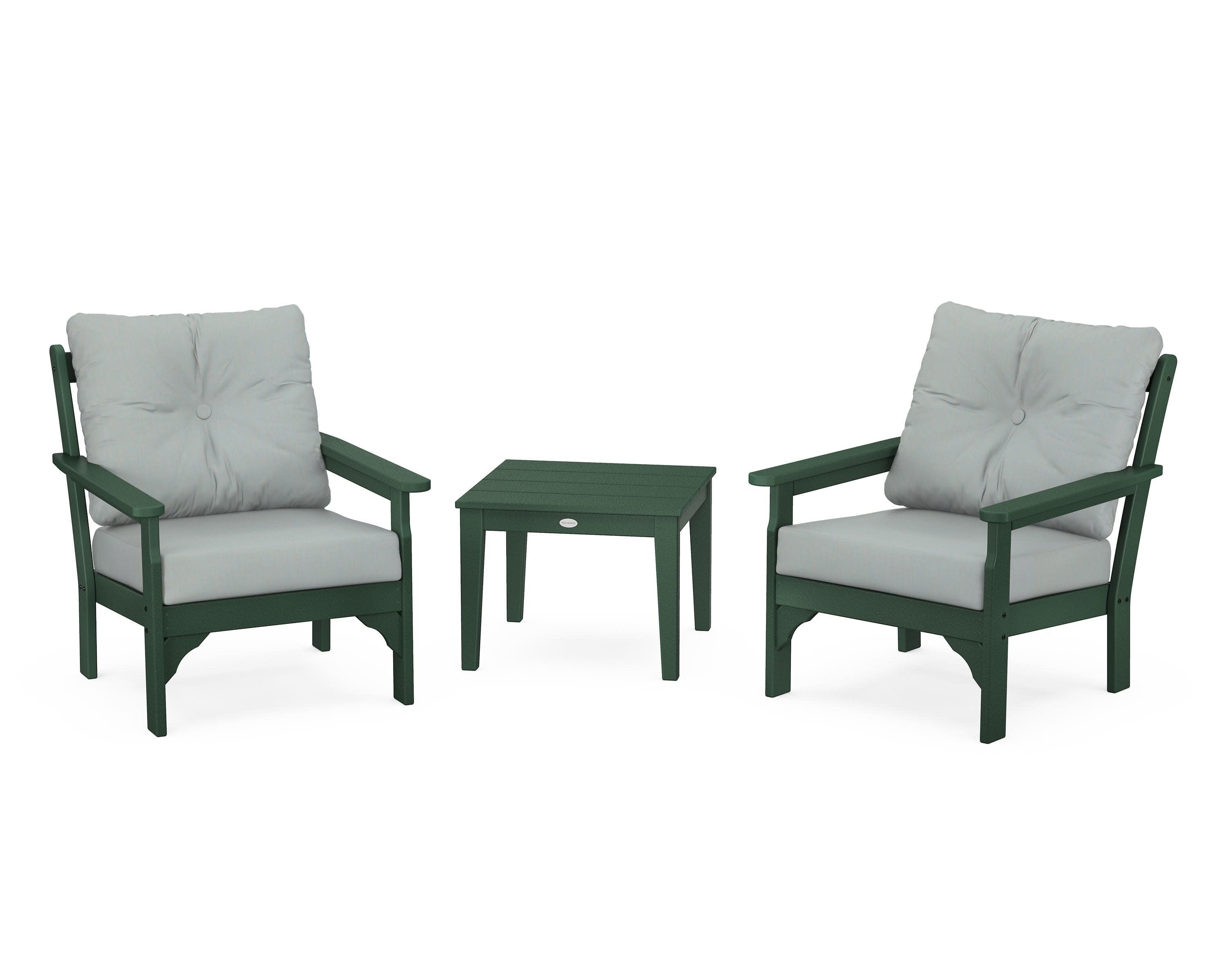 Vineyard 3-Piece Deep Seating Set in Green / Spa