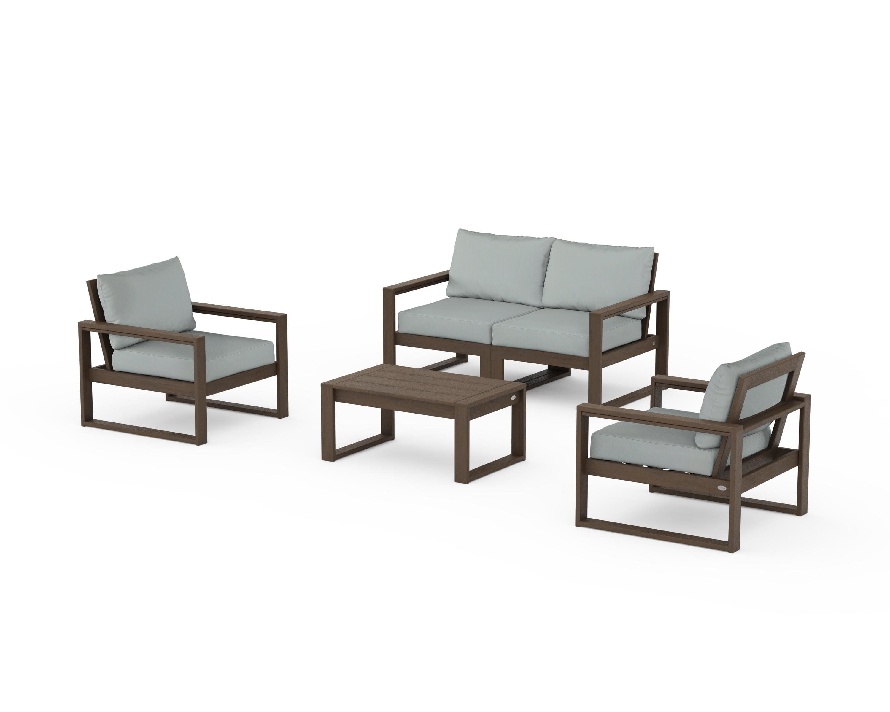 EDGE Sectional 4-Piece Deep Seating Set with Loveseat in Kona / Spa
