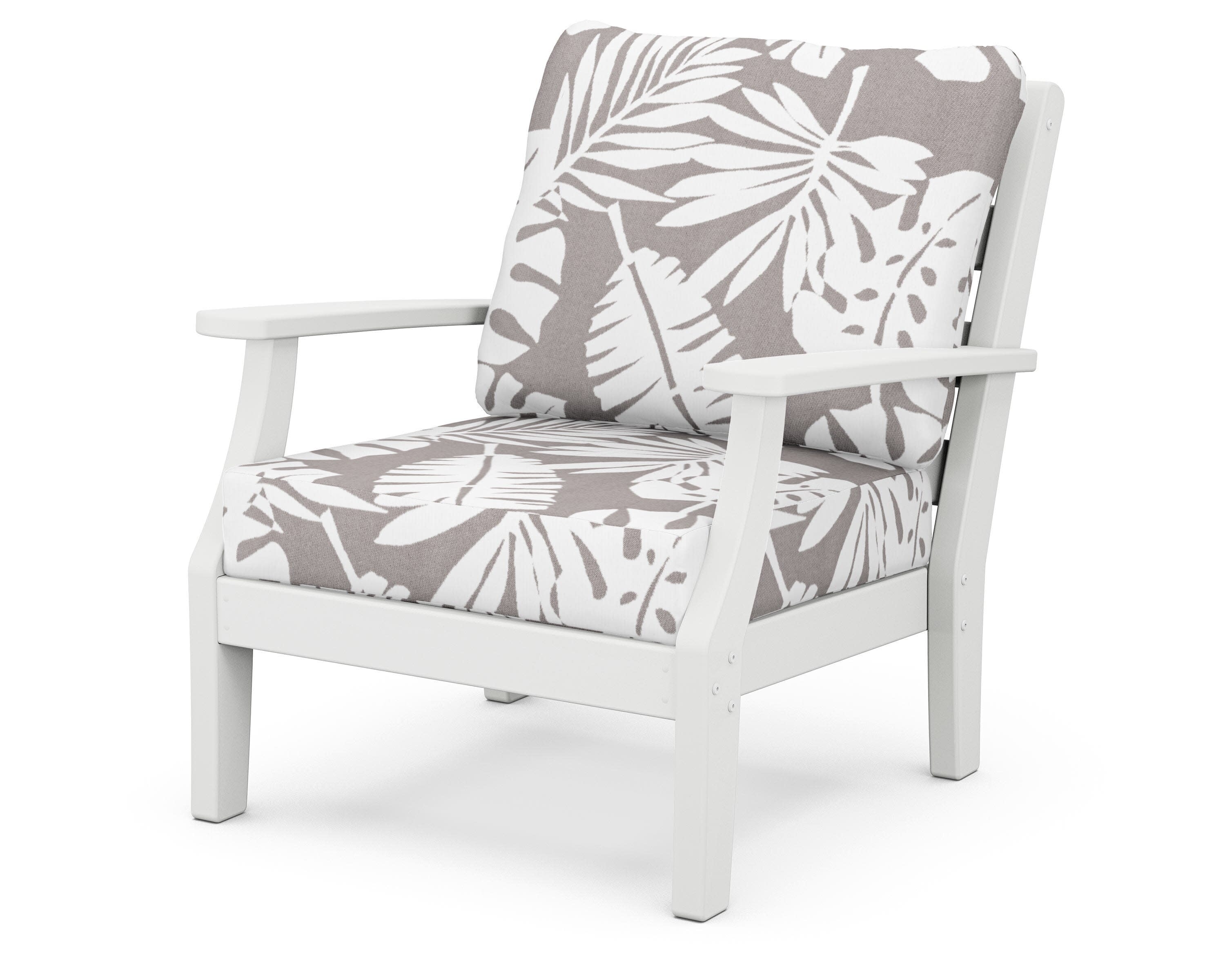 Chesapeake Deep Seating Chair in White / Leaf Grey Mist