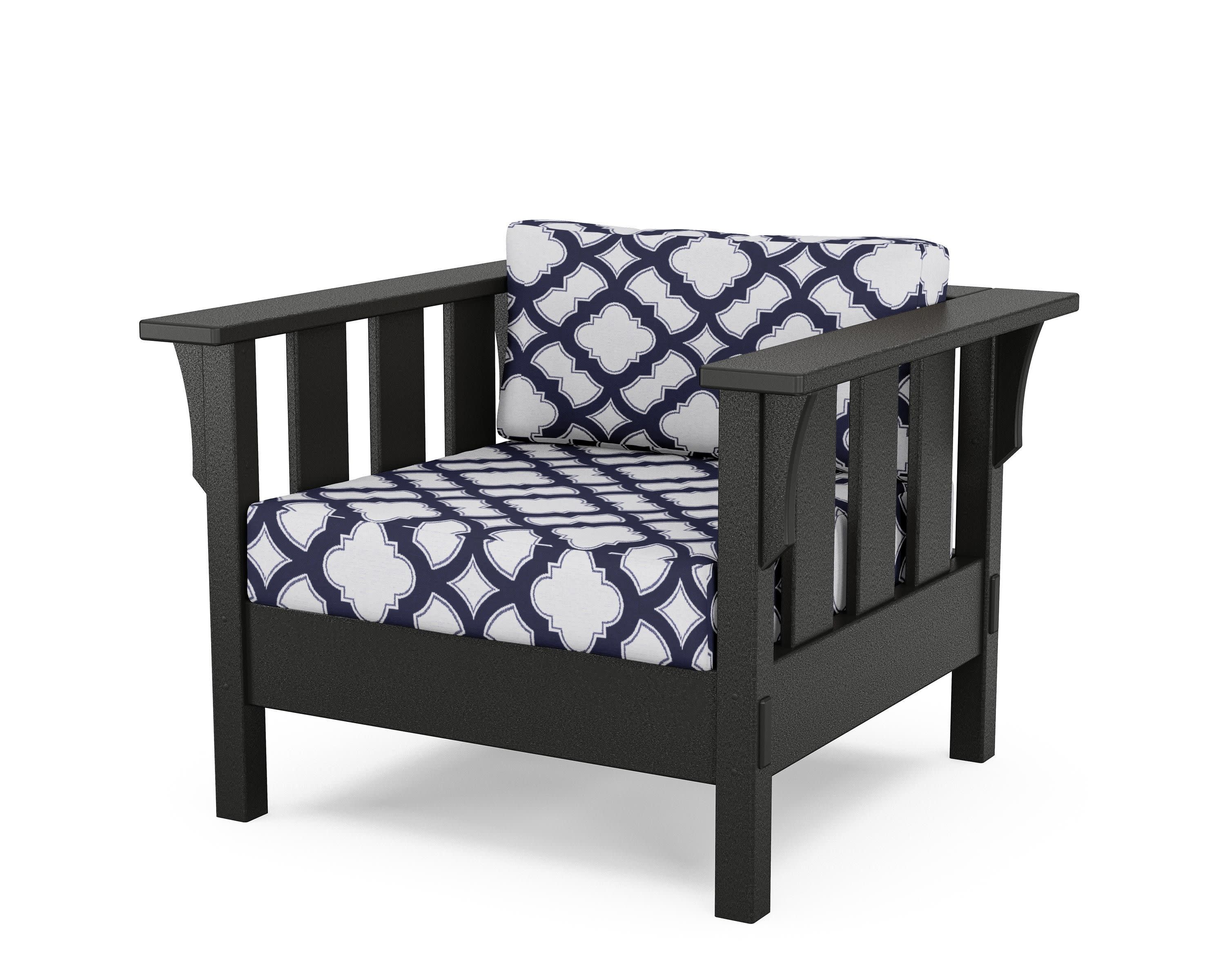 Acadia Deep Seating Chair in Black / Trellis Navy