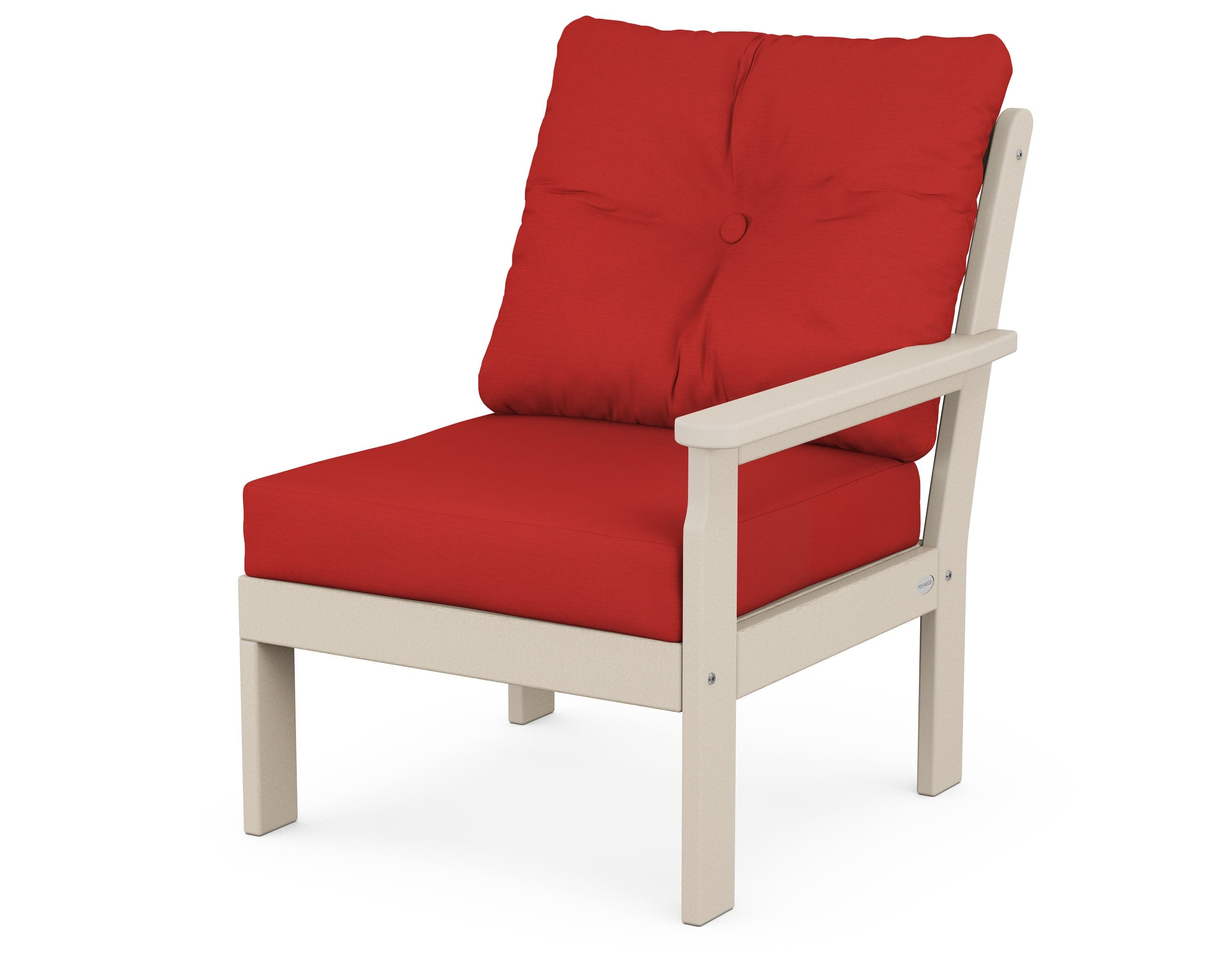Vineyard Modular Right Arm Chair in Sand / Crimson Linen