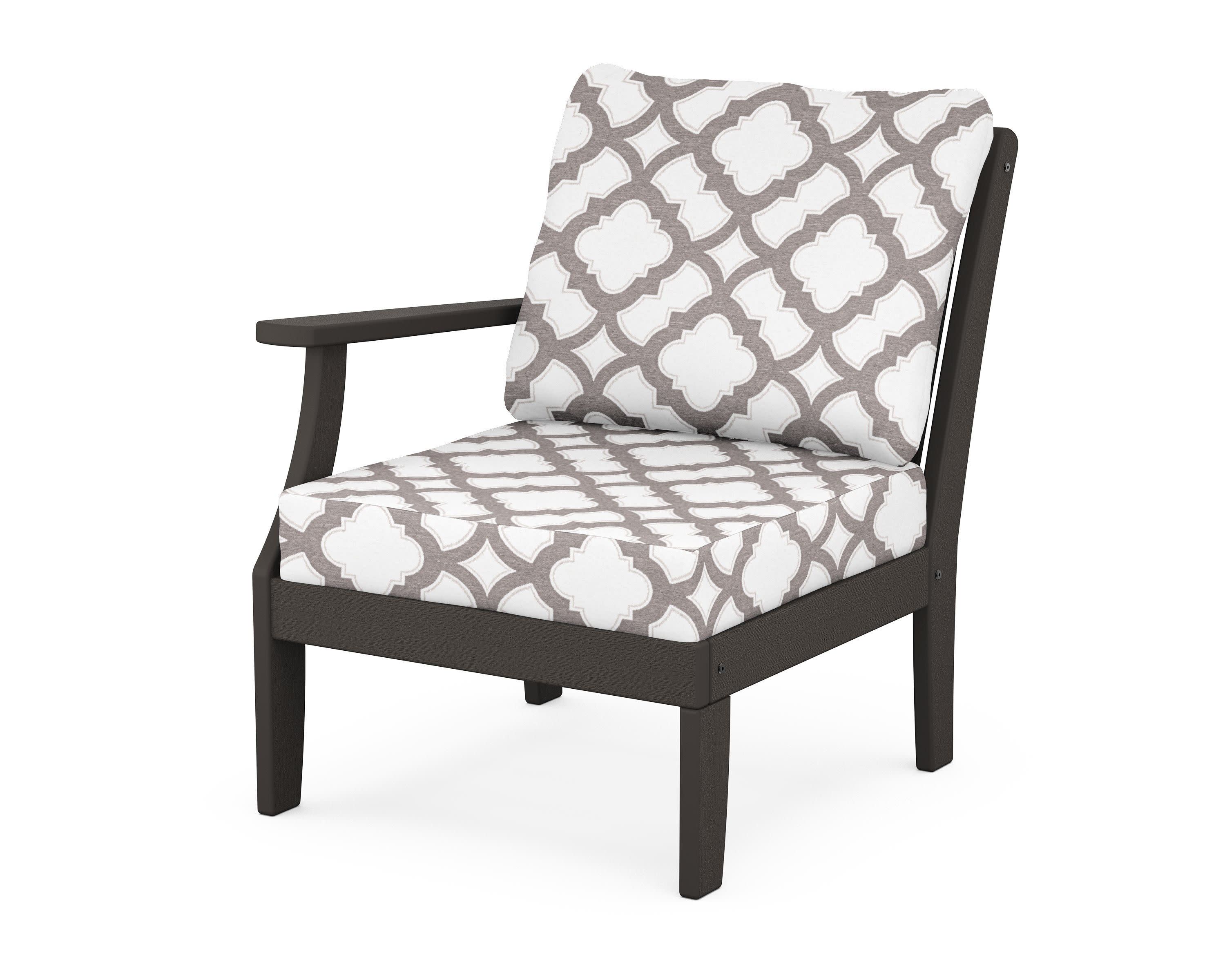 Braxton Modular Left Arm Chair in Vintage Coffee / Trellis Grey Mist