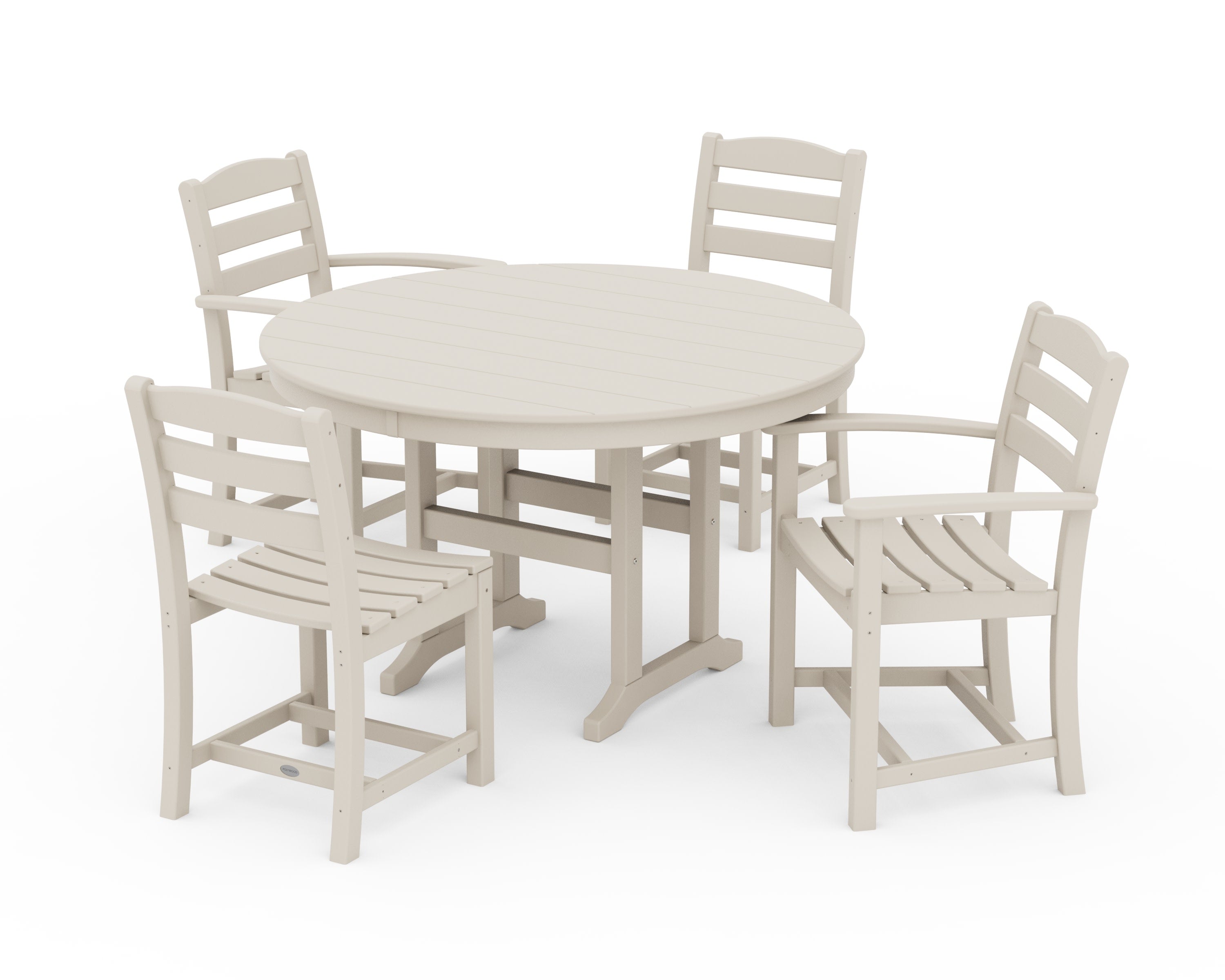 La Casa Caf 5-Piece Round Farmhouse Dining Set in Sand