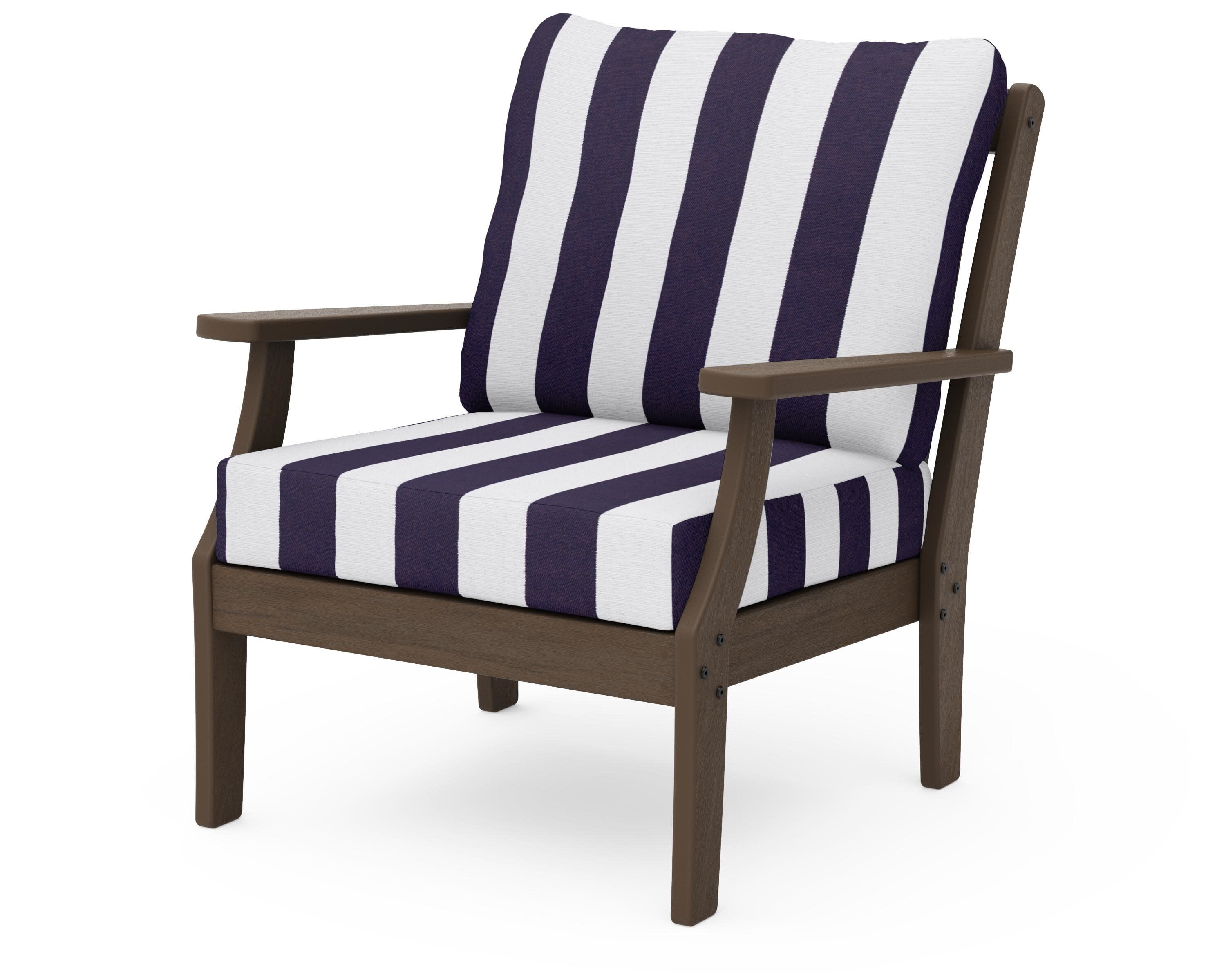 Braxton Deep Seating Chair in Kona / Cabana Stripe Navy