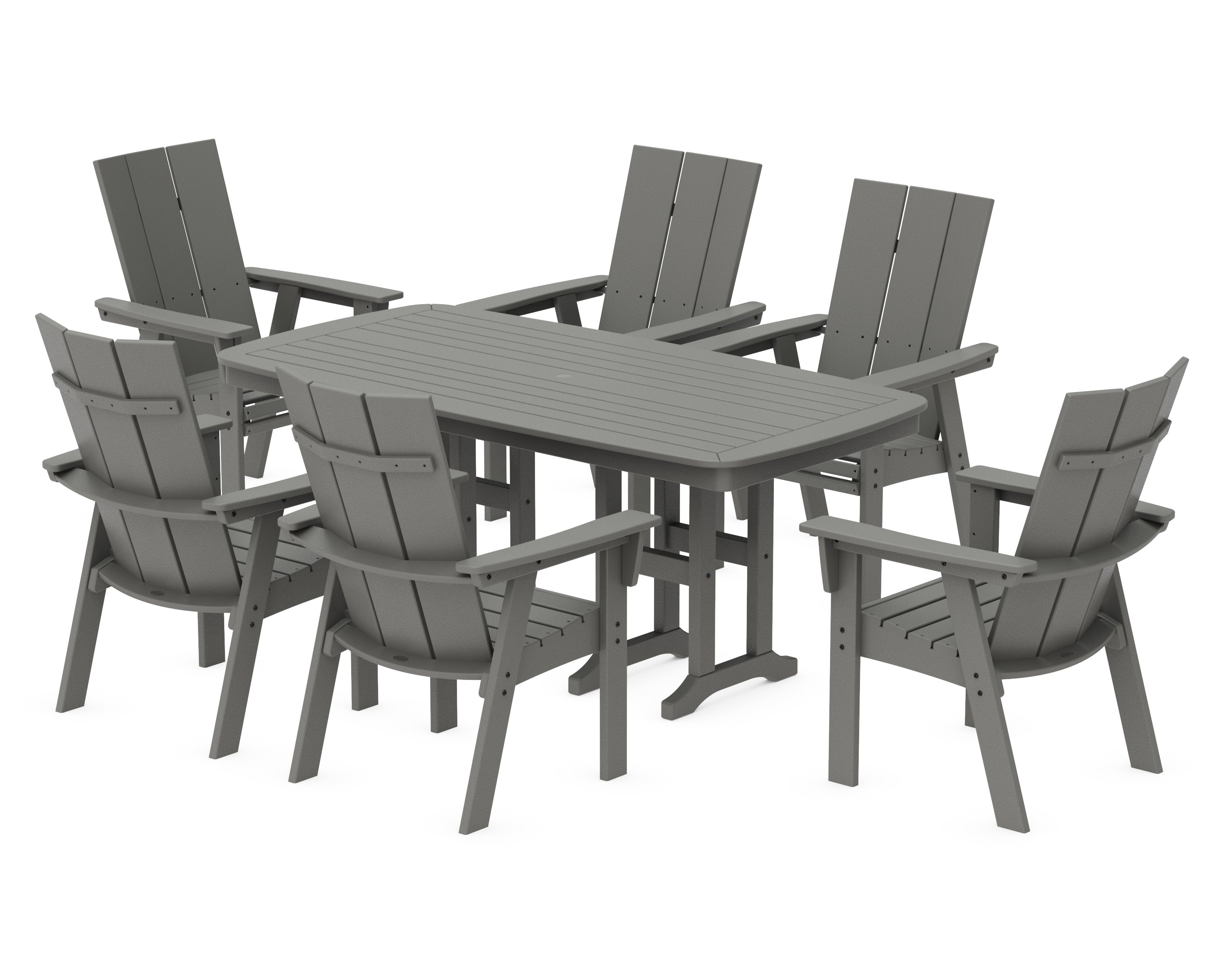Modern Curveback Adirondack 7-Piece Dining Set in Slate Grey