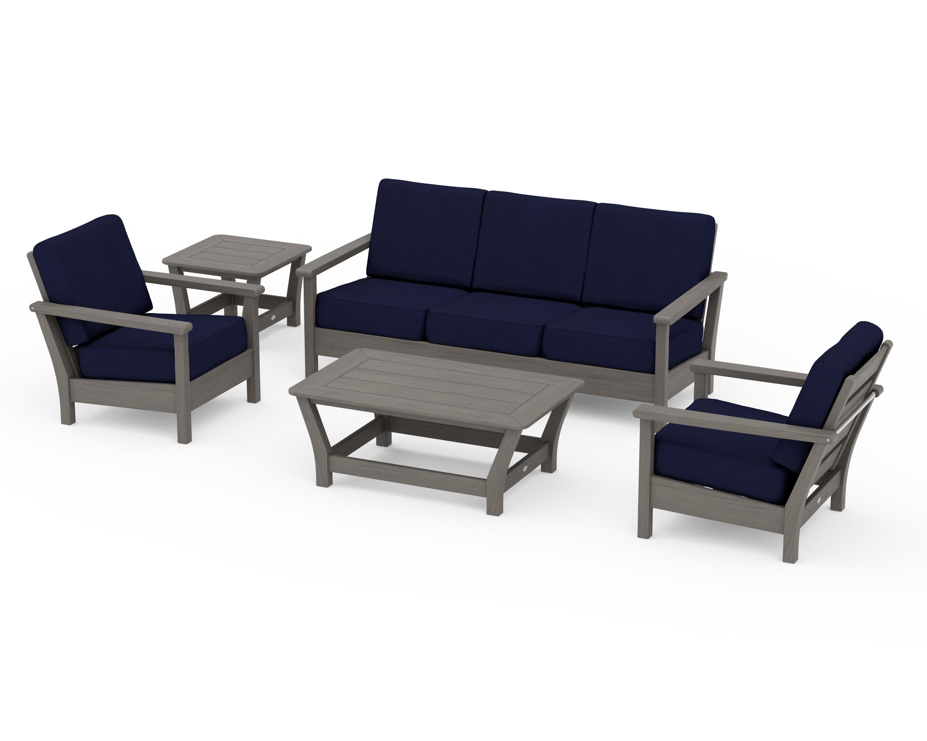 Harbour 5-Piece Deep Seating Set in Driftwood / Navy