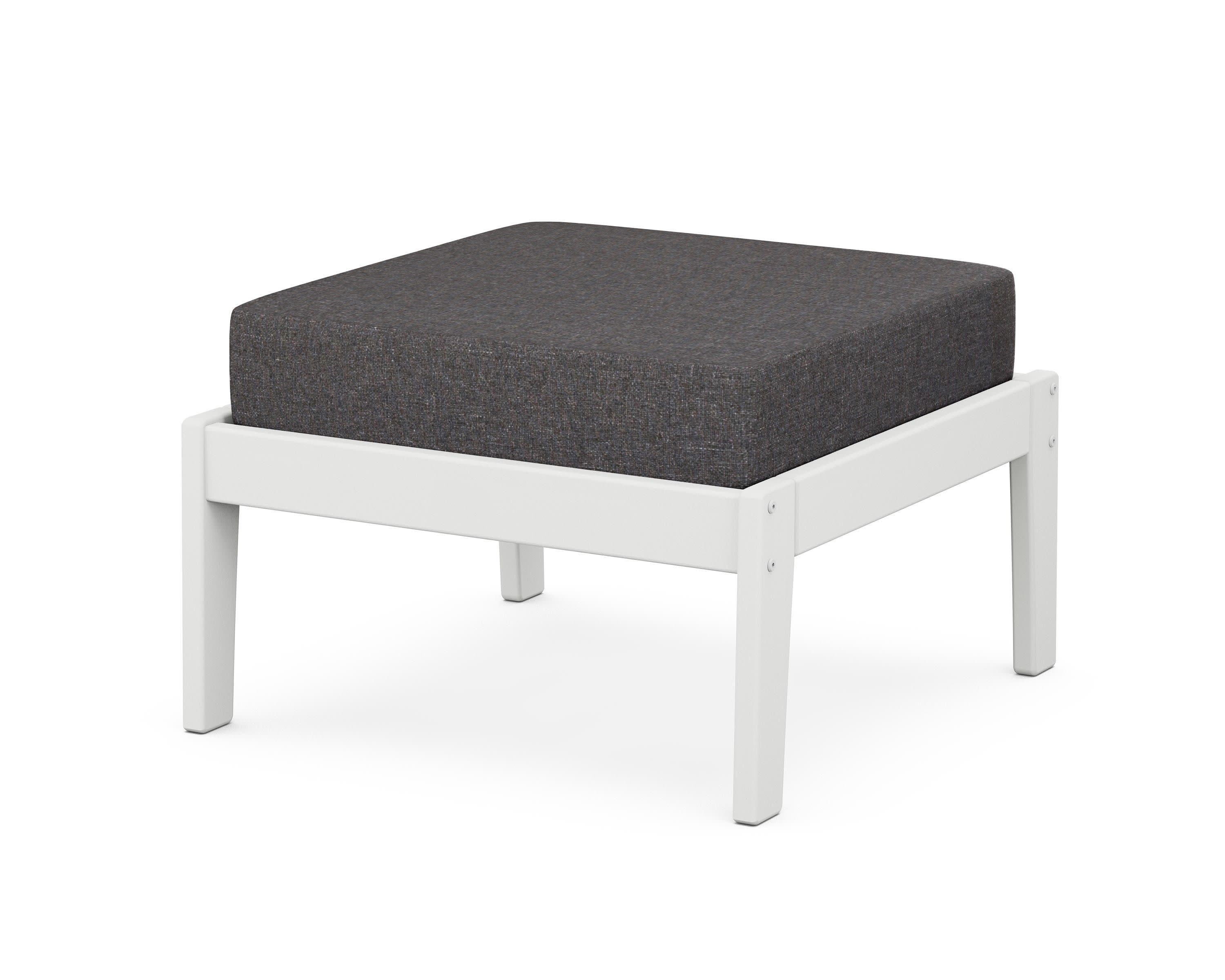 Deep Seating Ottoman in White / Ash Charcoal