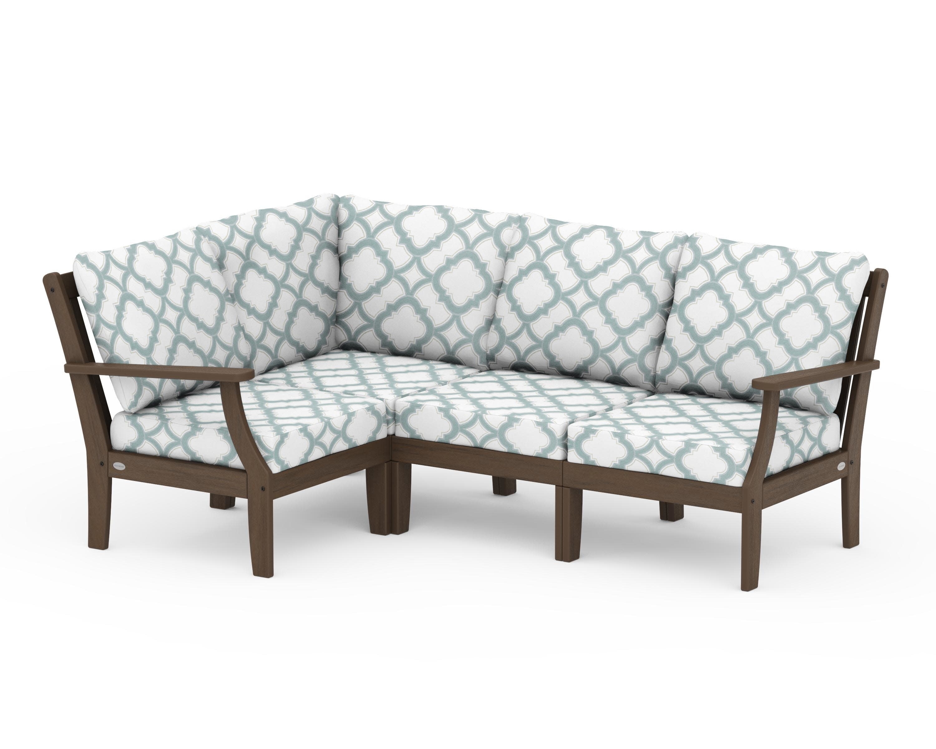Braxton Modular 4-Piece Deep Seating Set in Kona / Trellis Glacier Spa