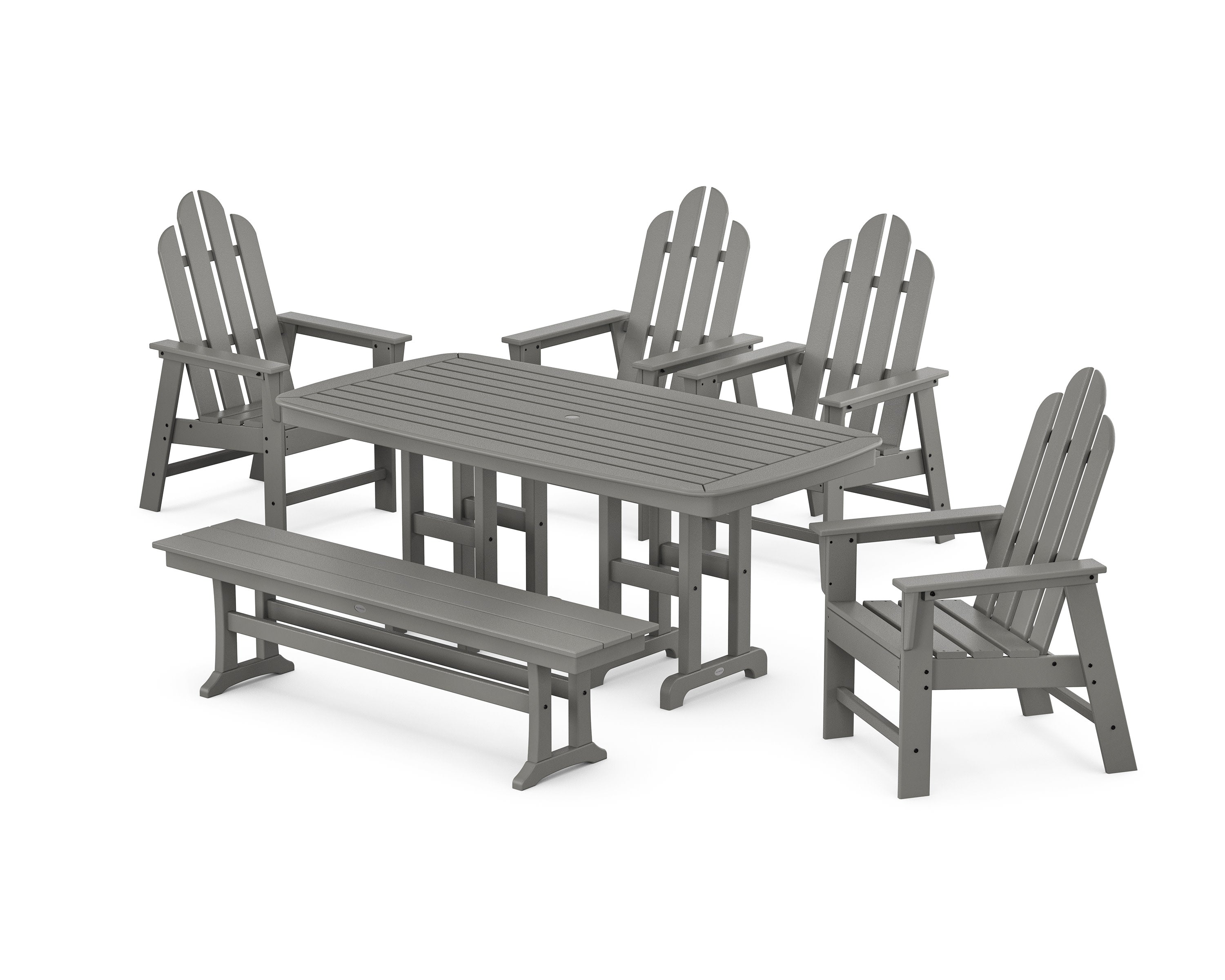 Long Island 6-Piece Dining Set with Bench in Slate Grey