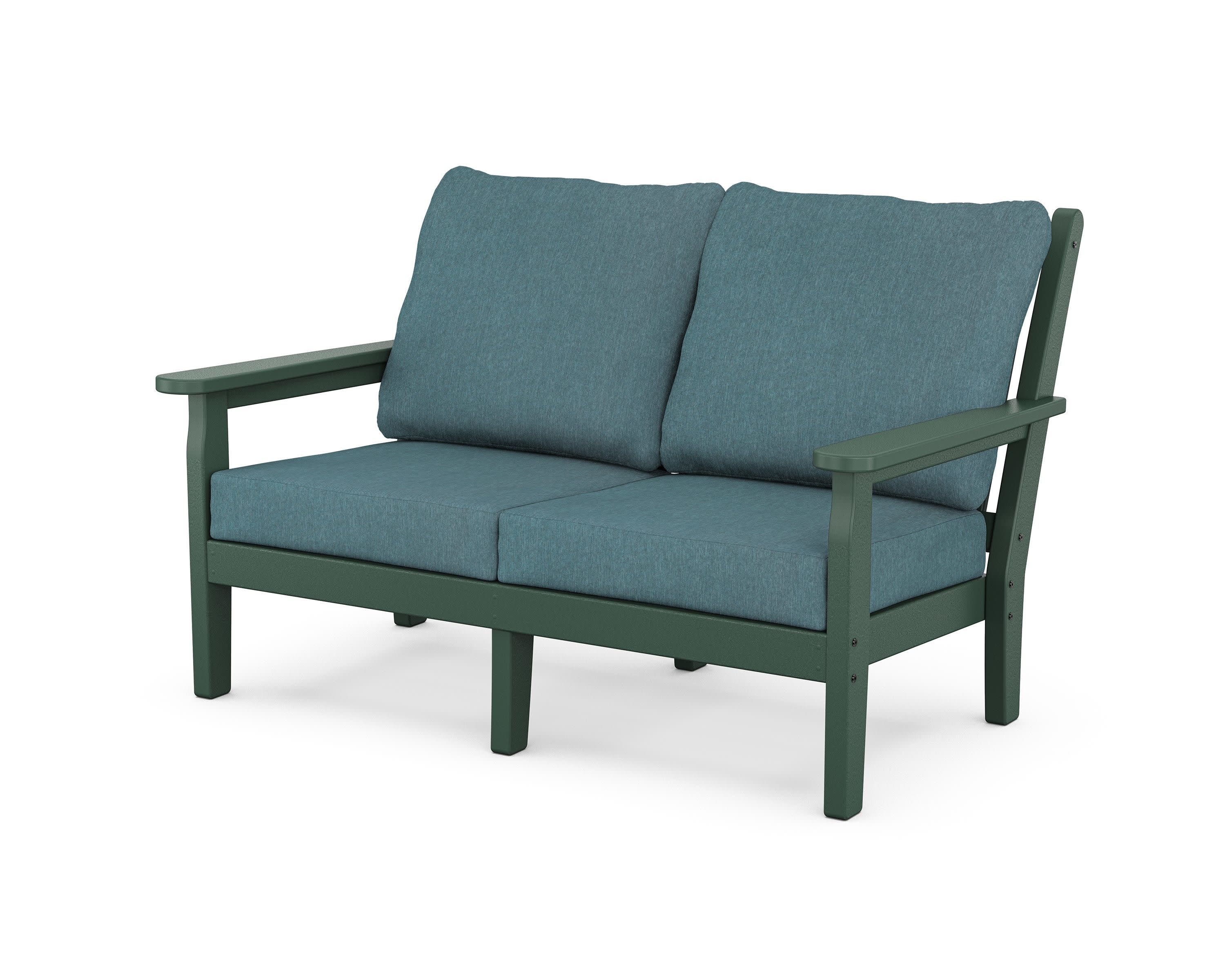 Chippendale Deep Seating Loveseat in Green / Ocean Teal