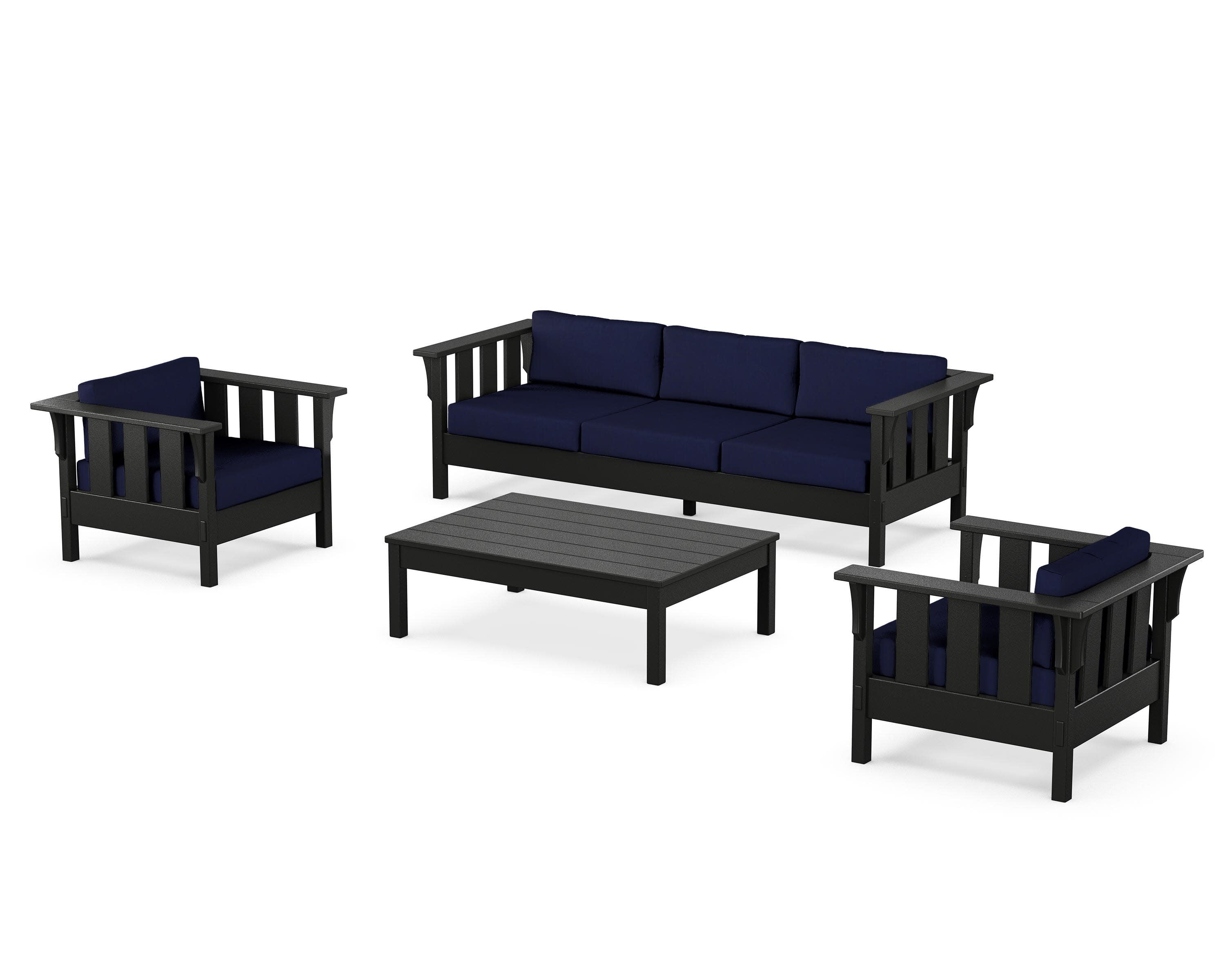 Acadia 4-Piece Deep Seating Set with Sofa in Black / Navy