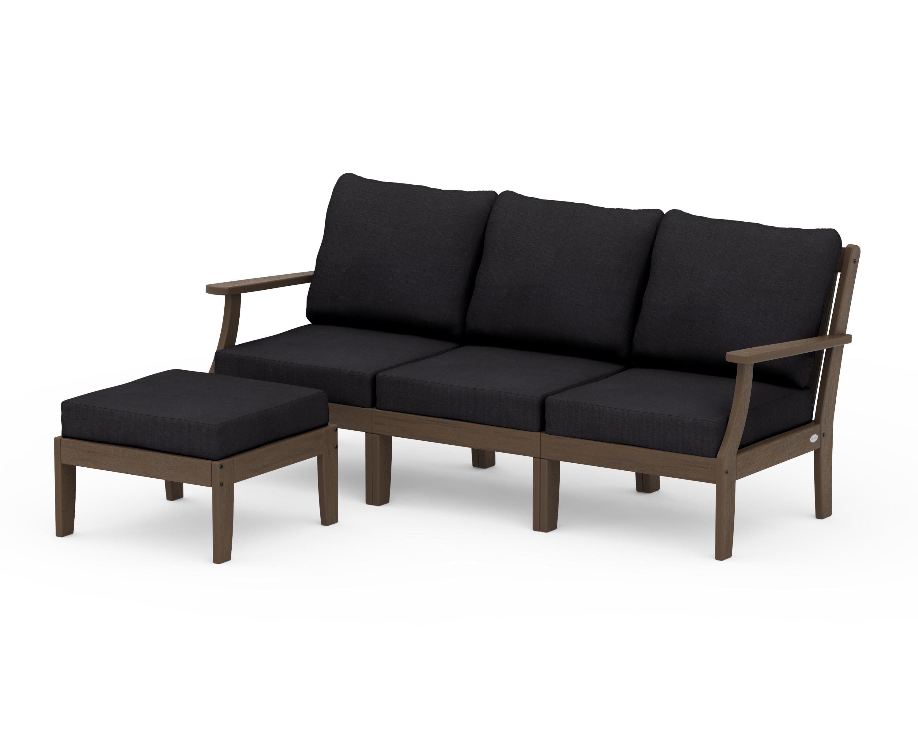 Braxton Modular 4-Piece Deep Seating Set with Ottoman in Kona / Midnight Linen