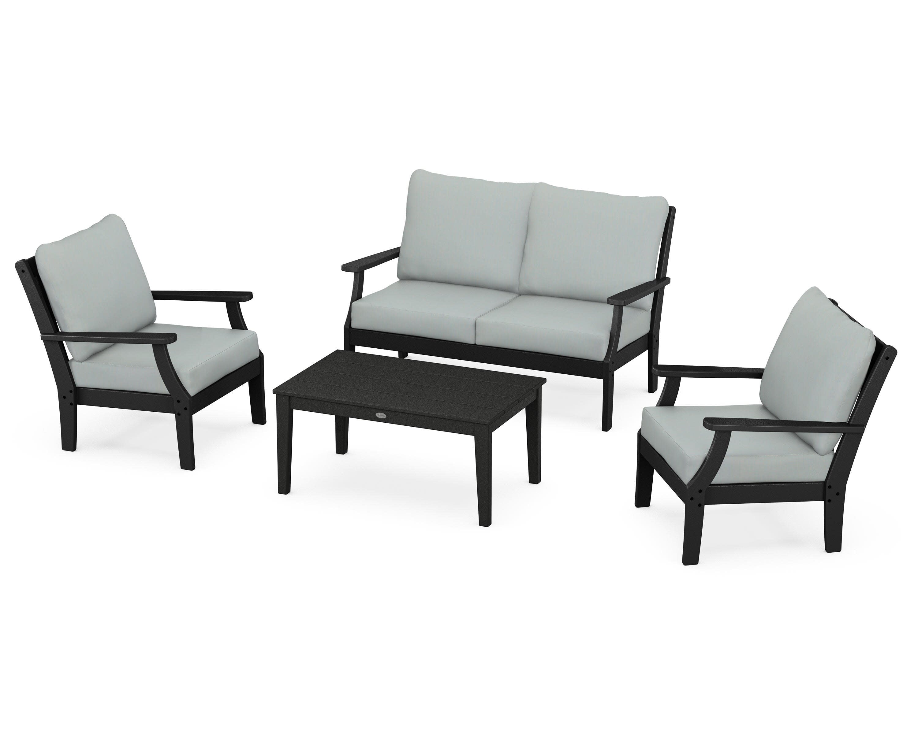 Braxton 4-Piece Deep Seating Chair Set in Black / Spa