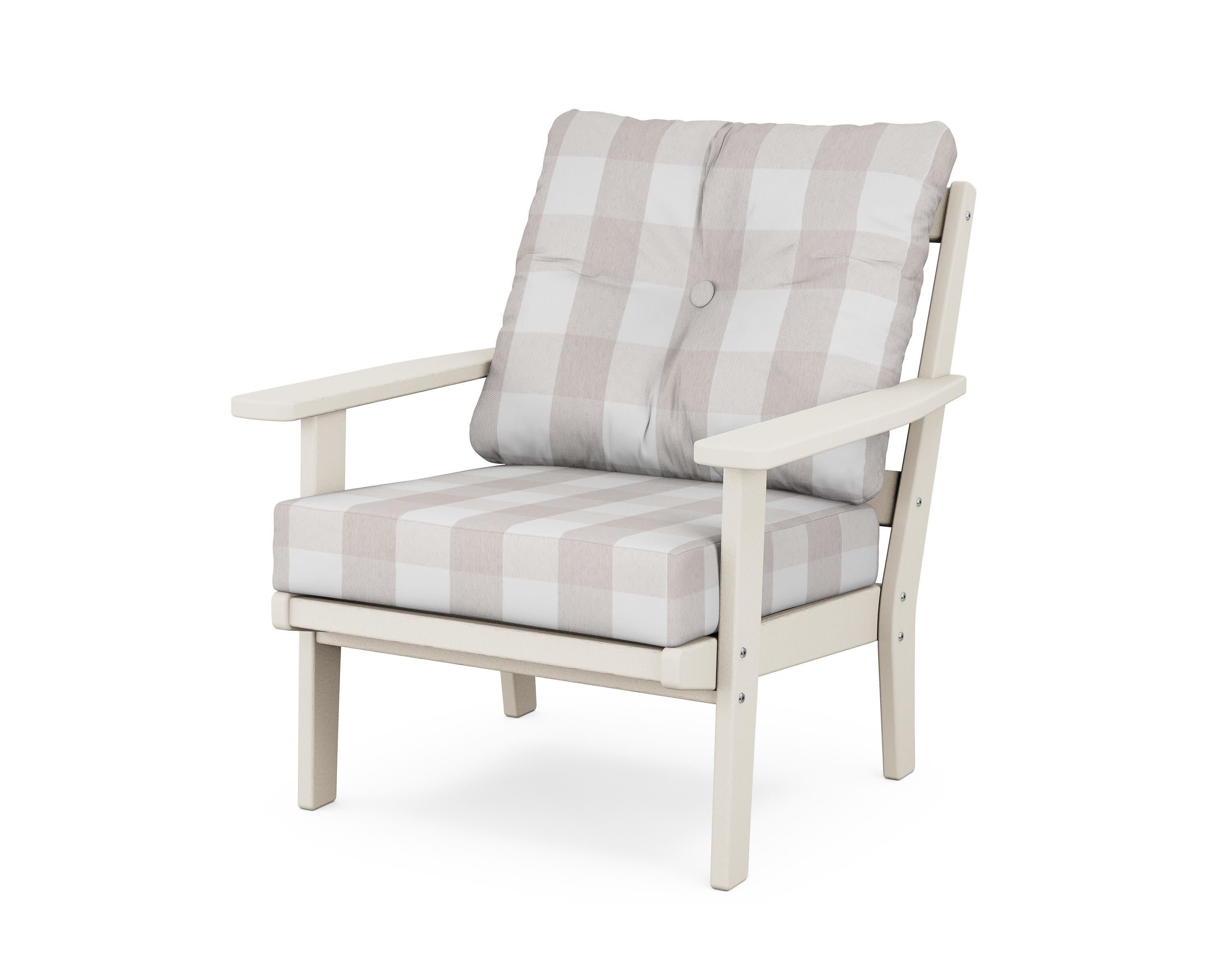 Oxford Deep Seating Chair in Sand / Buffalo Plaid Dune Burlap