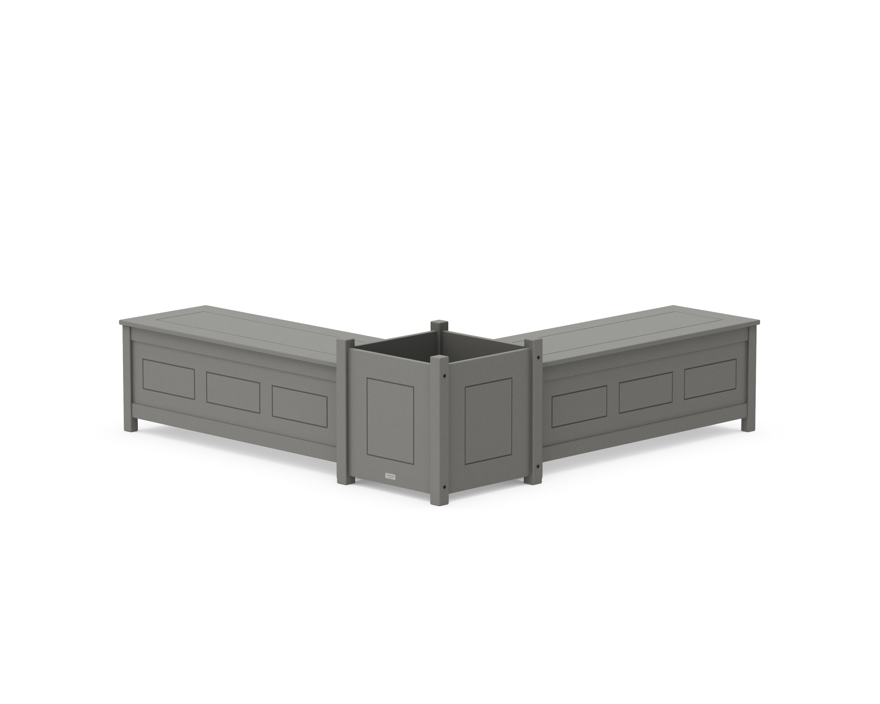 48" Country Living L- Shaped Planter Storage Bench Set- Large in Slate Grey