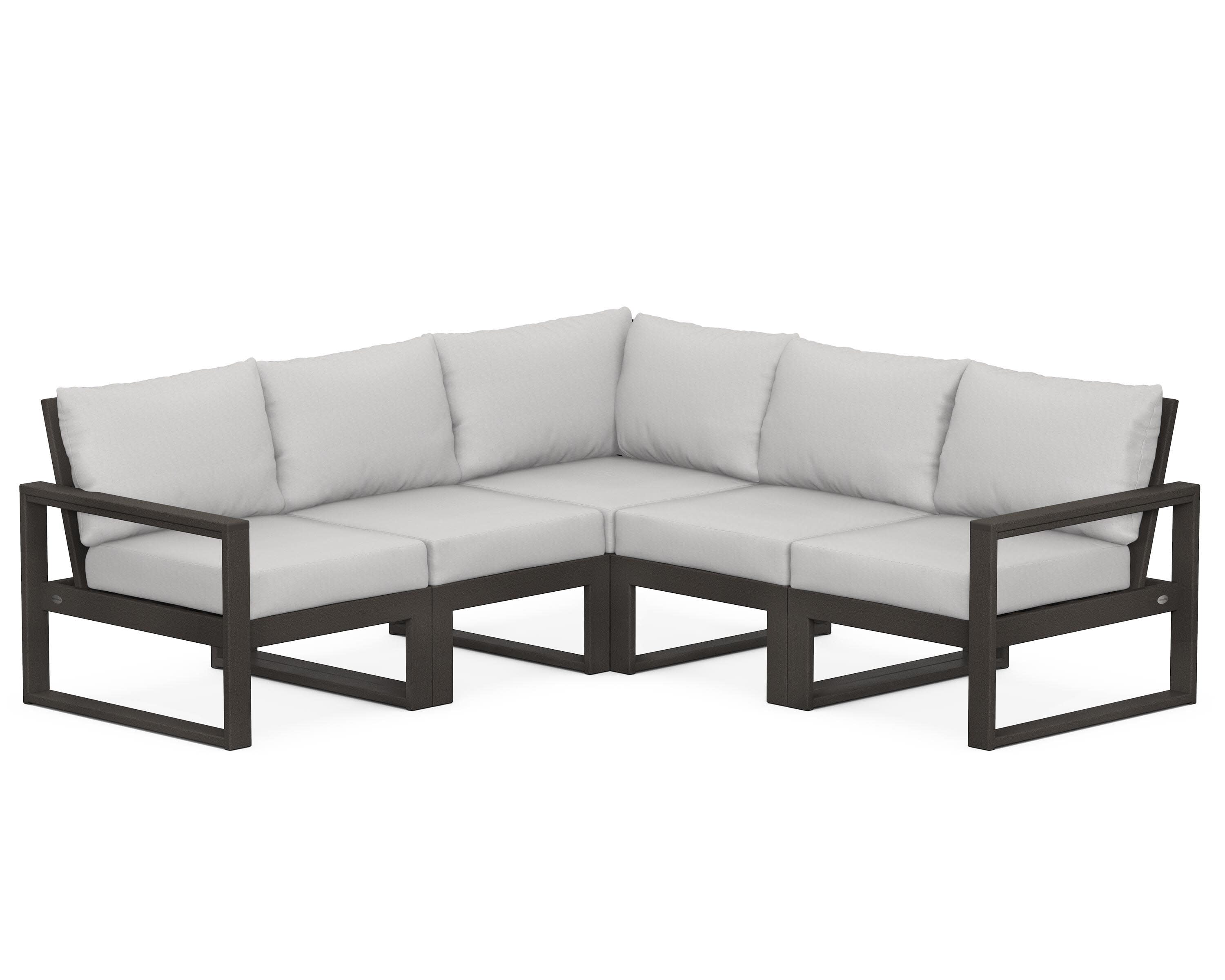 EDGE 5-Piece Modular Deep Seating Set in Vintage Coffee / Diamond in the Rough