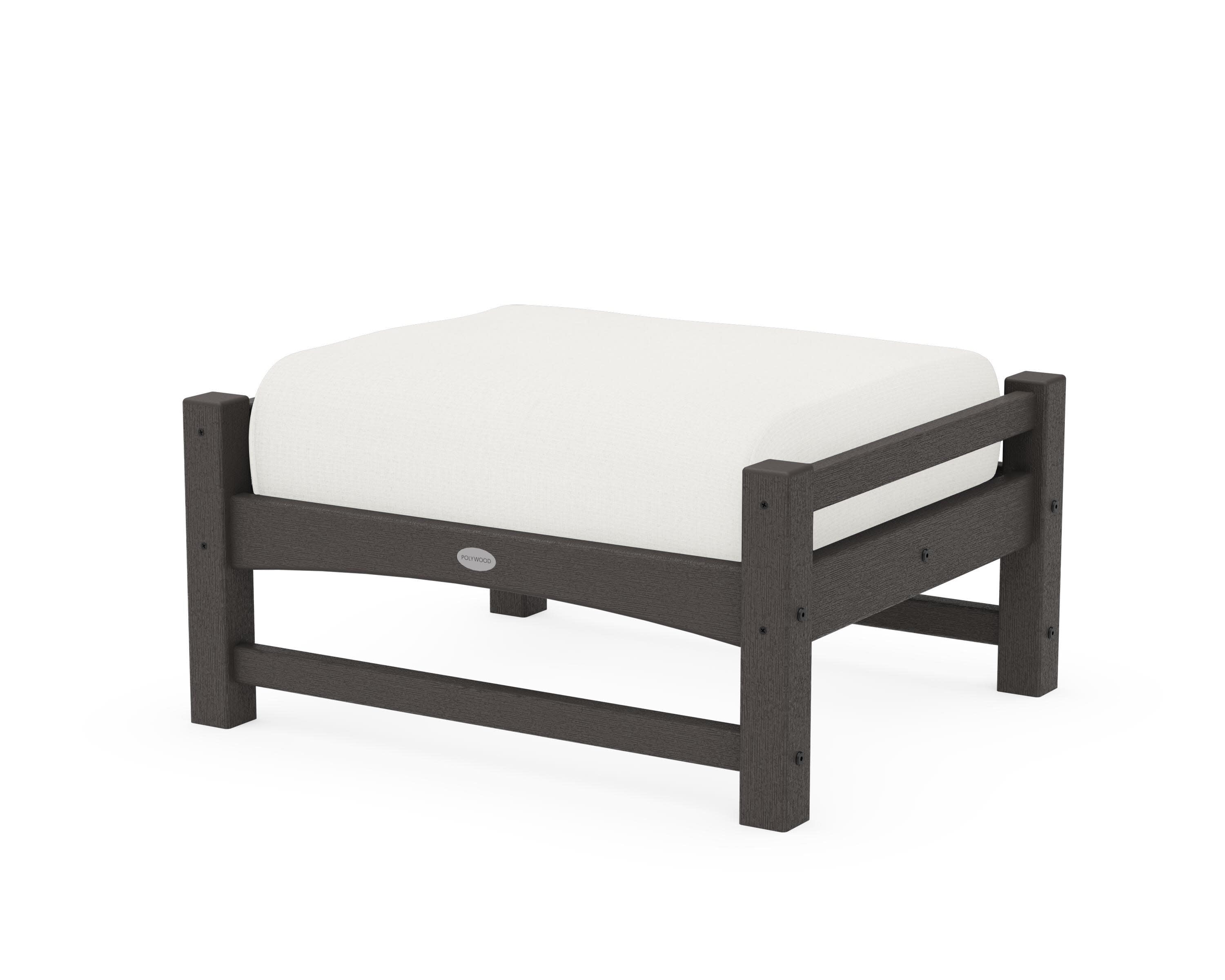Club Ottoman in Vintage Coffee / Natural Linen