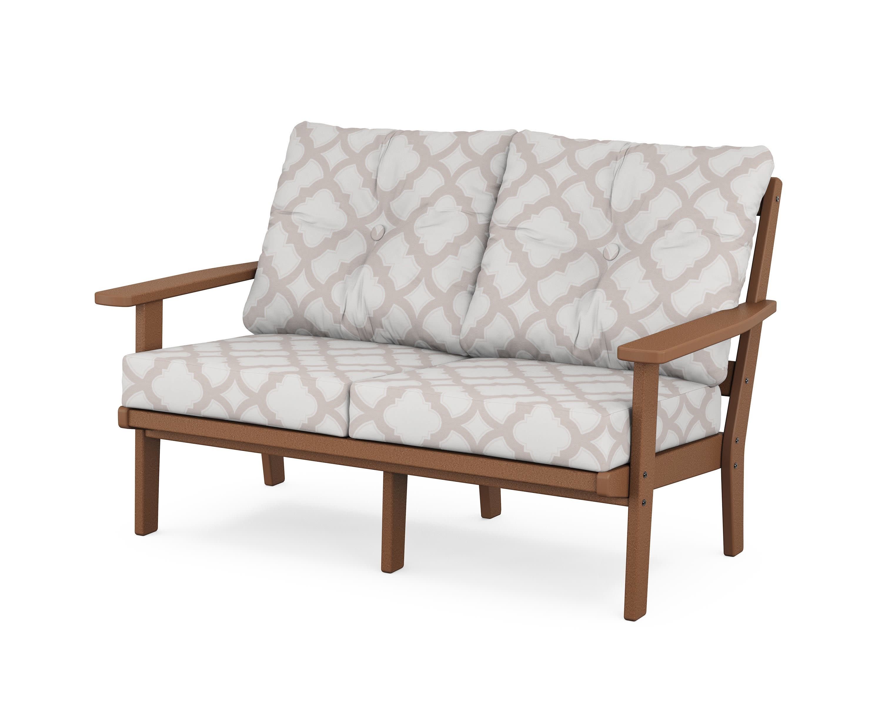 Oxford Deep SeatingLoveseat in Teak / Trellis Dune Burlap