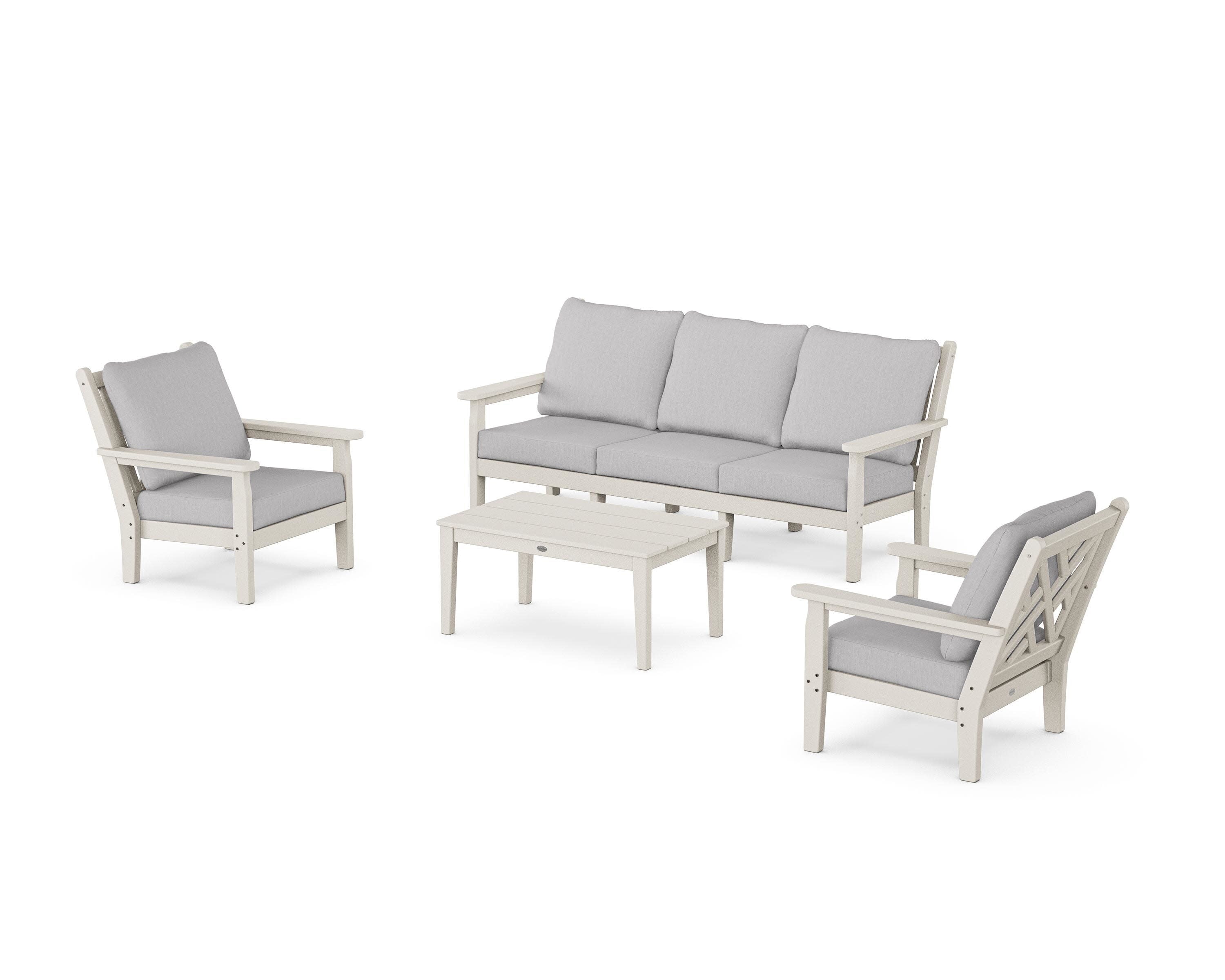 Chippendale 4-Piece Deep Seating Set with Sofa in Sand / Granite