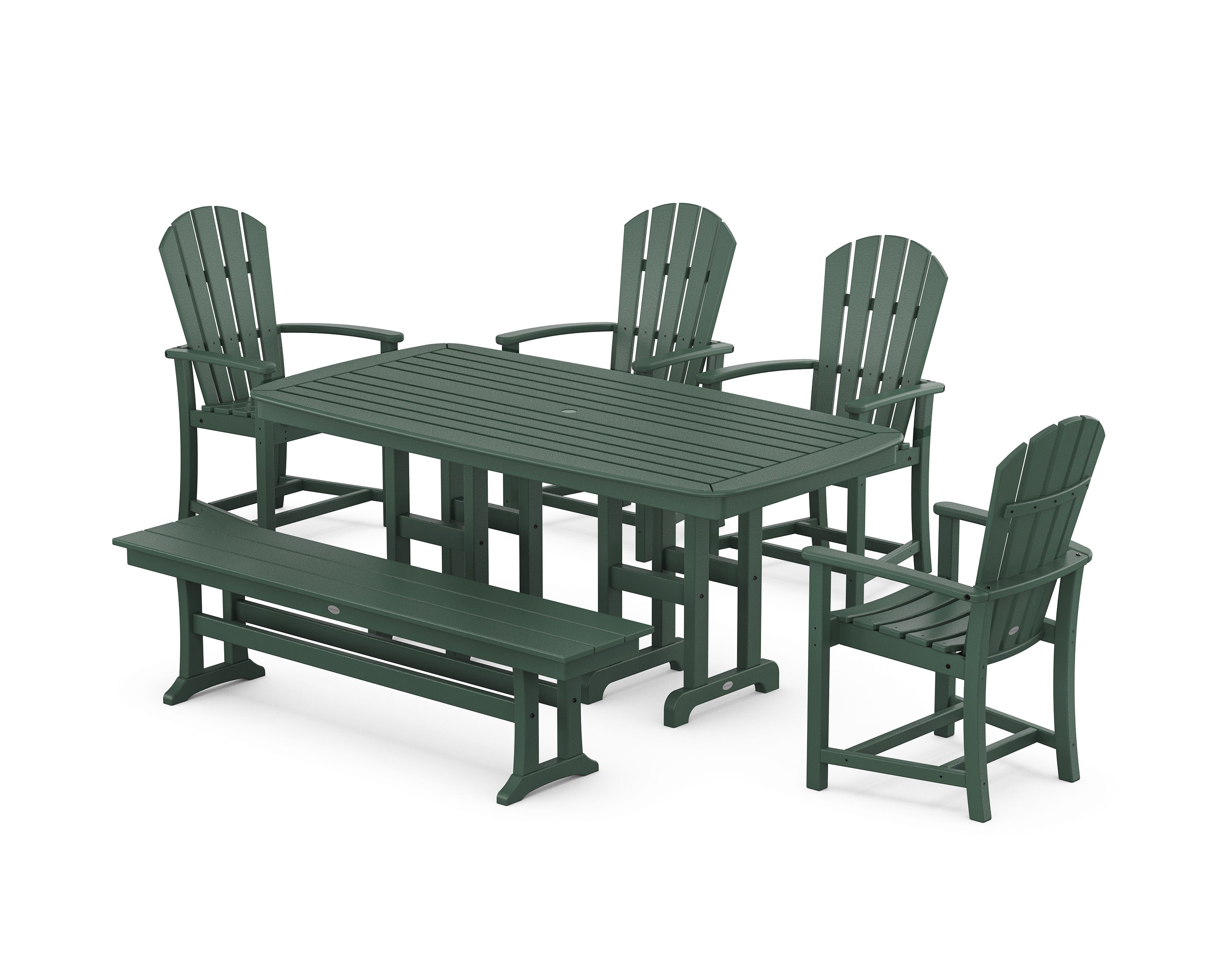 Palm Coast 6-Piece Dining Set with Bench in Green