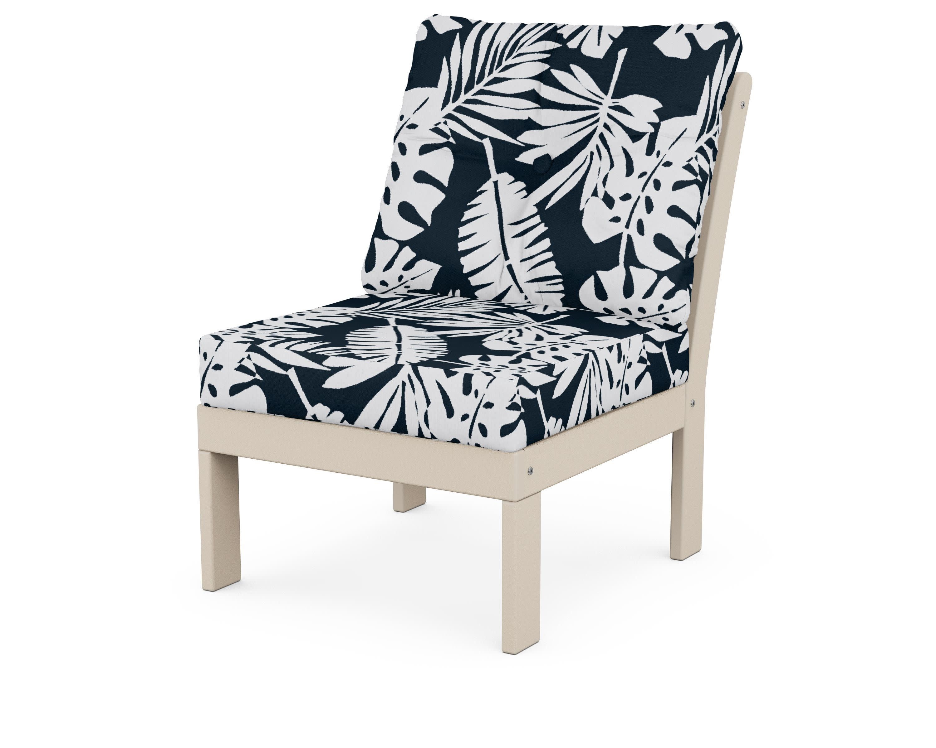 Vineyard Modular Armless Chair in Sand / Leaf Marine Indigo
