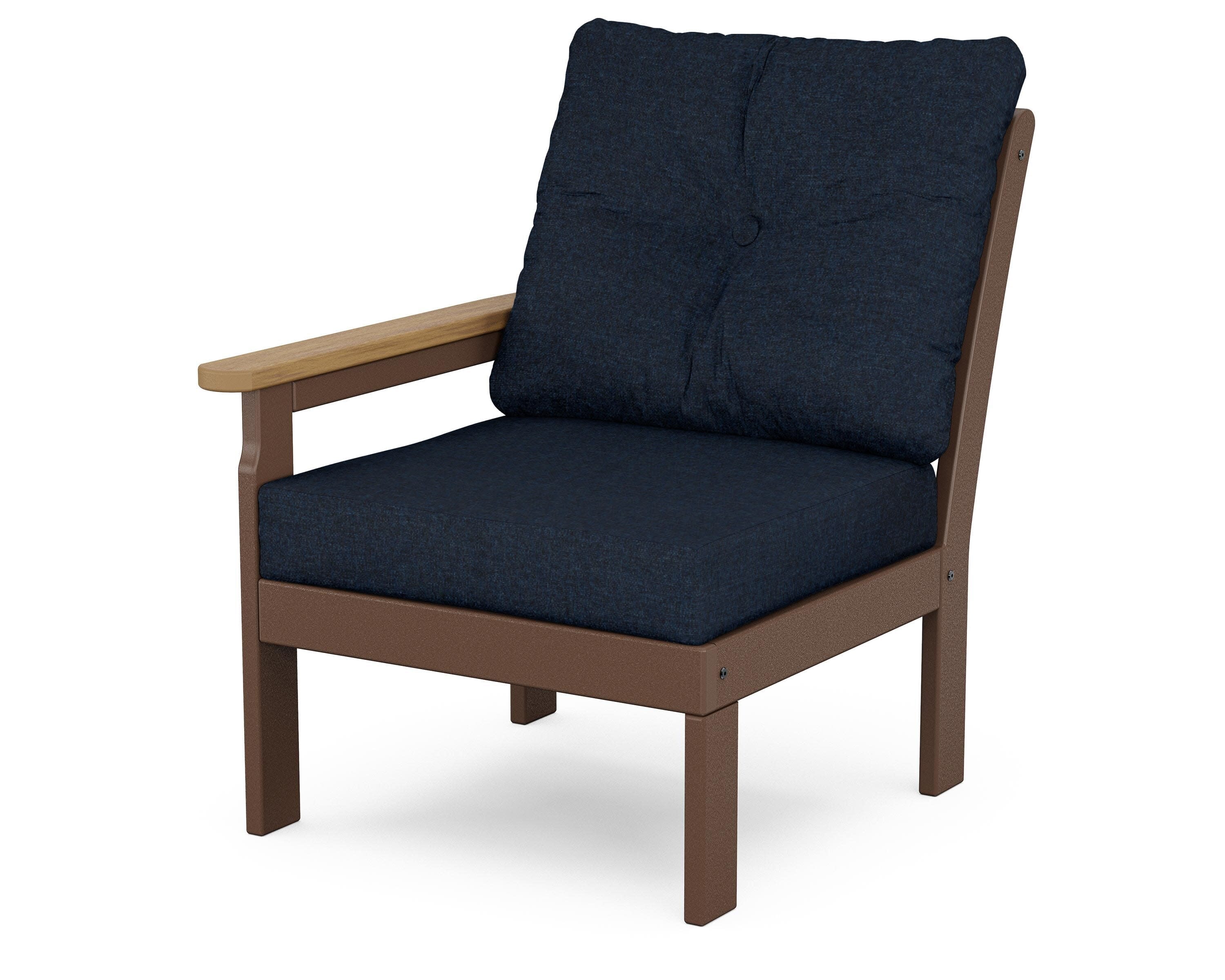 Vineyard Modular Left Arm Chair in Mahogany / Natural / Marine Indigo
