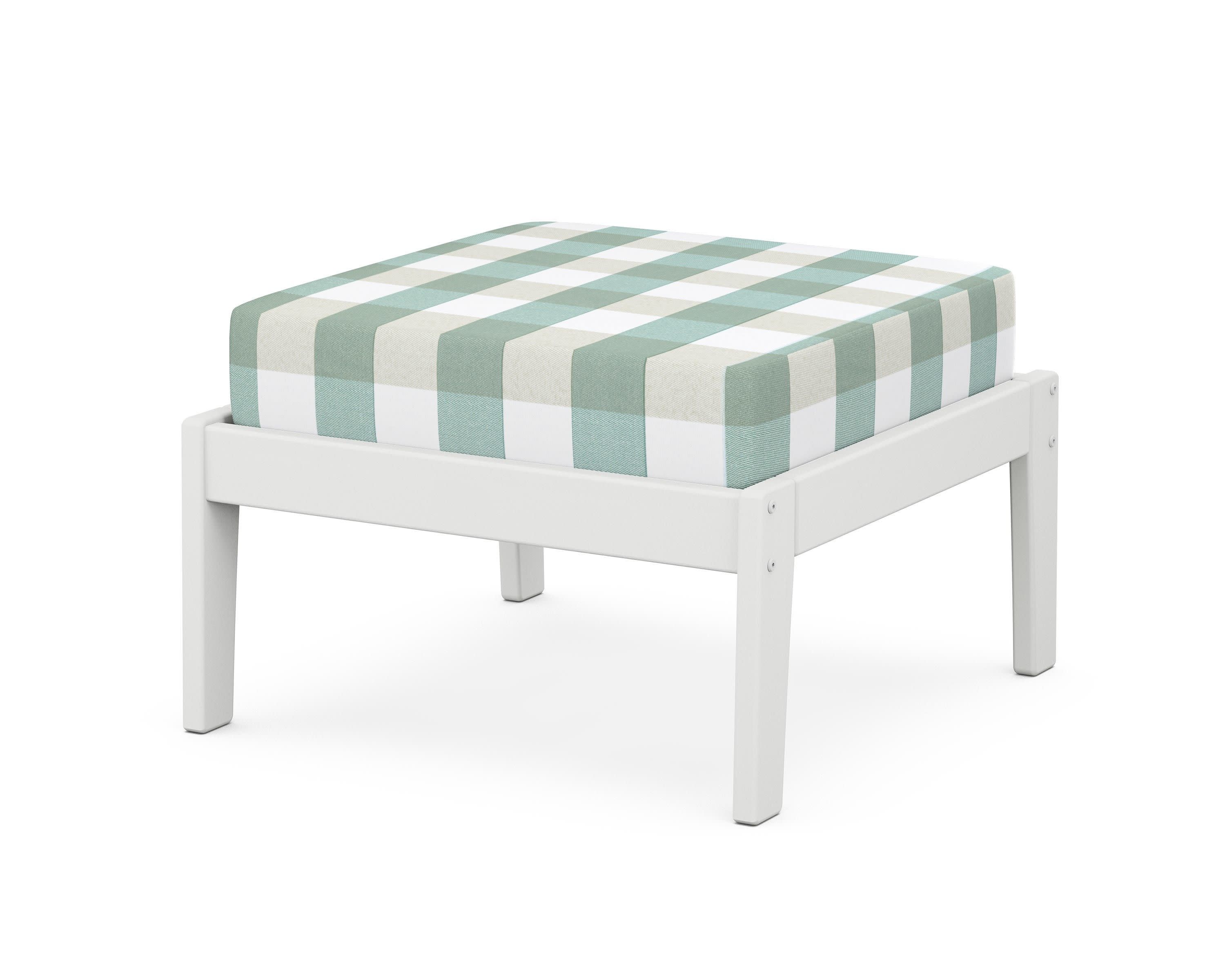 Deep Seating Ottoman in White / Buffalo Plaid Glacier Spa
